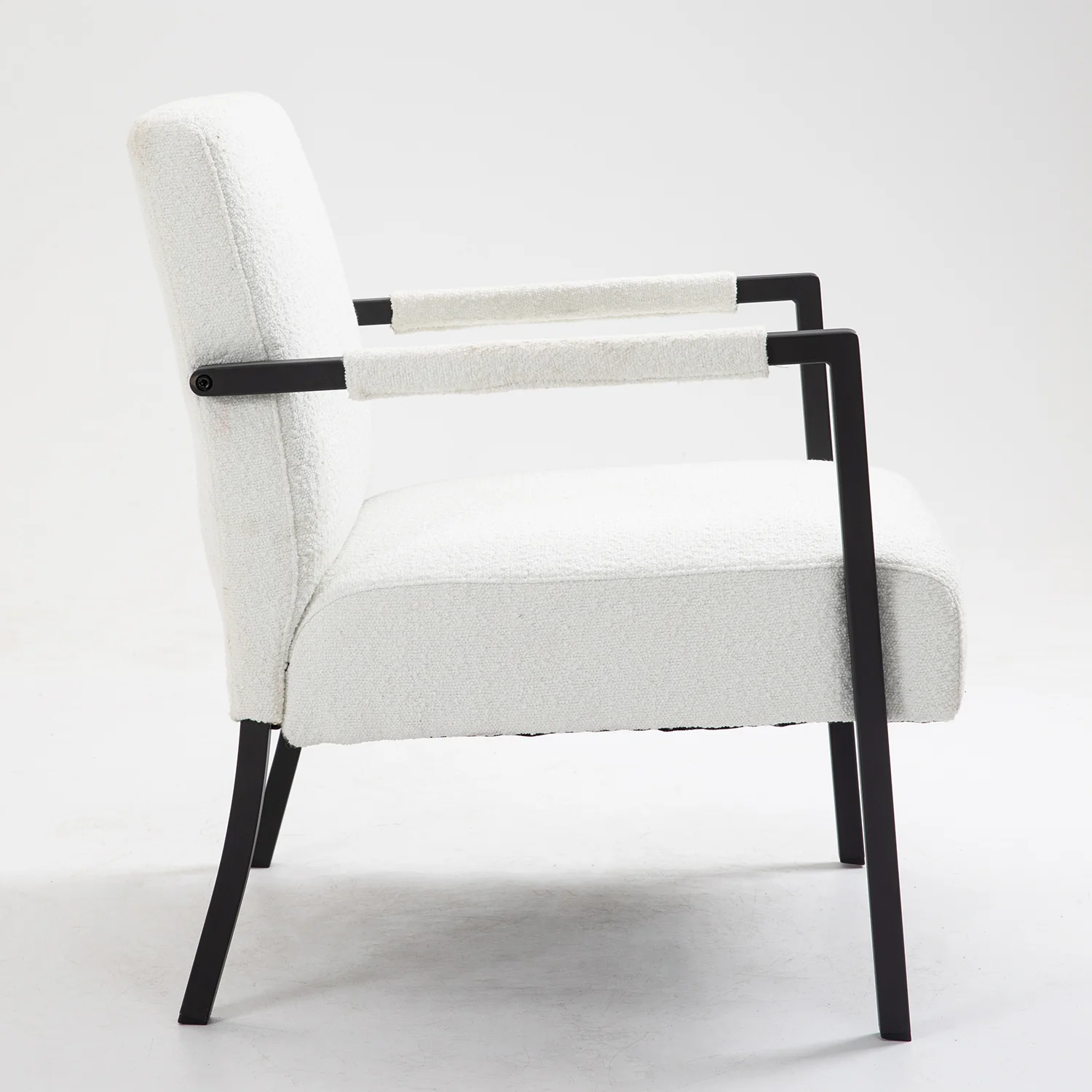 Hatton Steel Frame Boucle Accent Chair (White) - Image 9