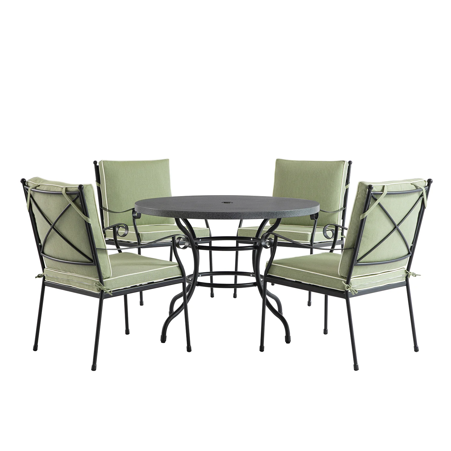 Haymes Indoor and Outdoor Metal 4-Seater Round Dining Set, Reseda Green