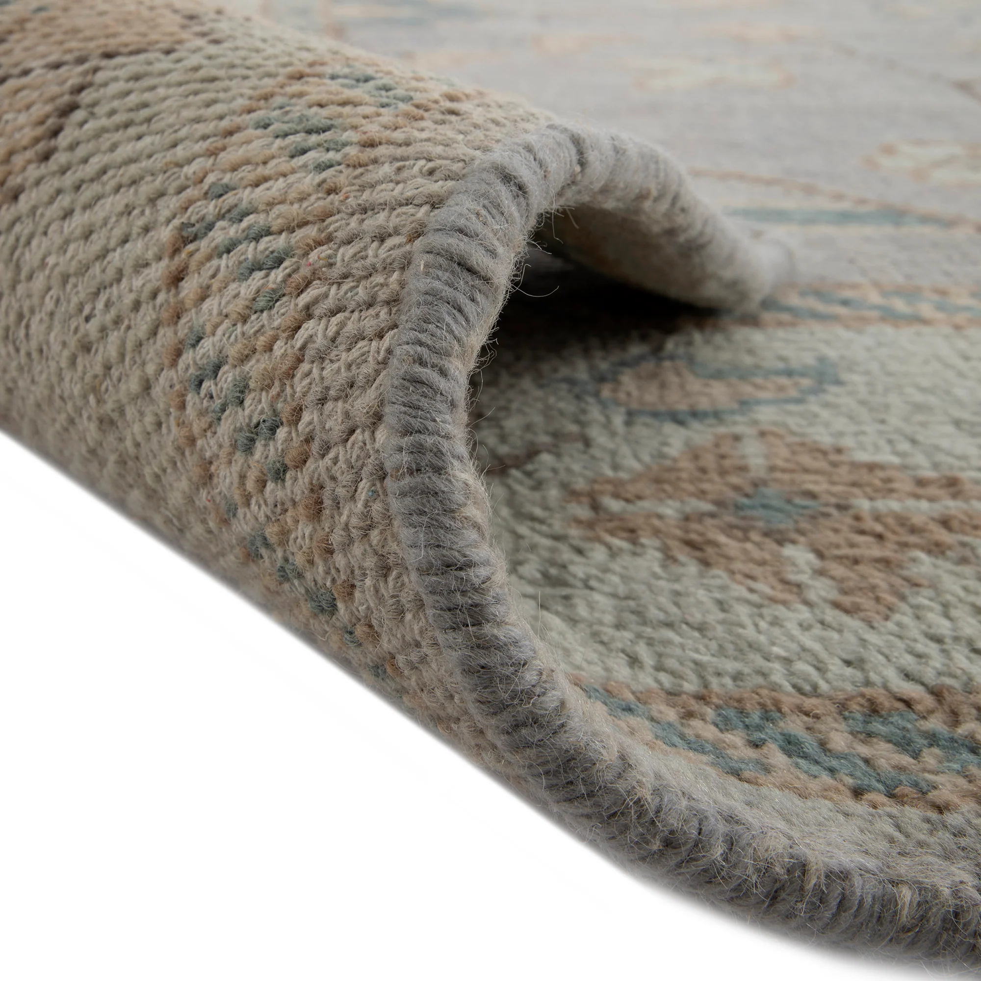 Premium Hand-Knotted Heritage Collection Florentine Ice Blue New Zealand Wool Rug - Image 9