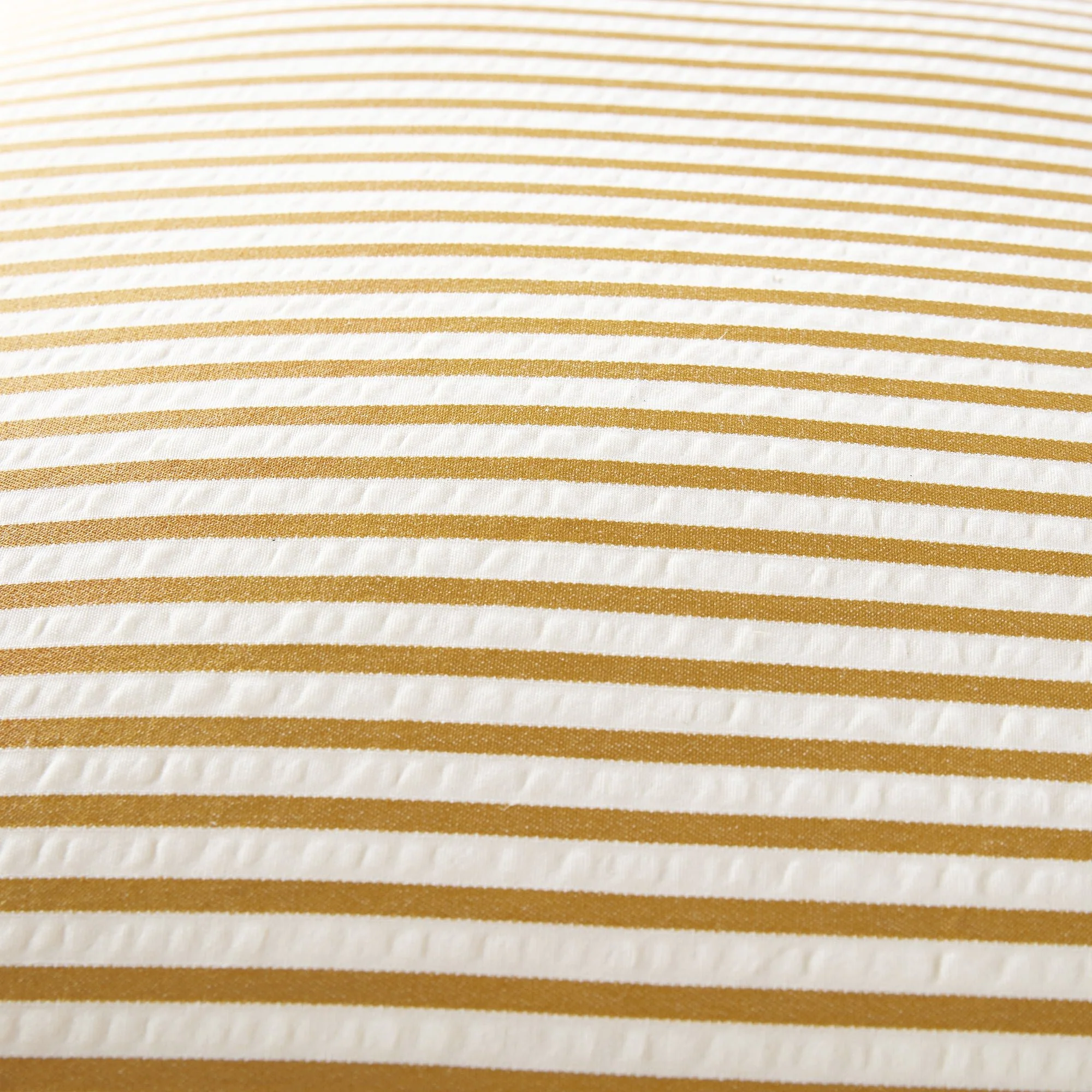 Iris Ticking Yellow Stripe Seersucker Frill Cushion - Image 4