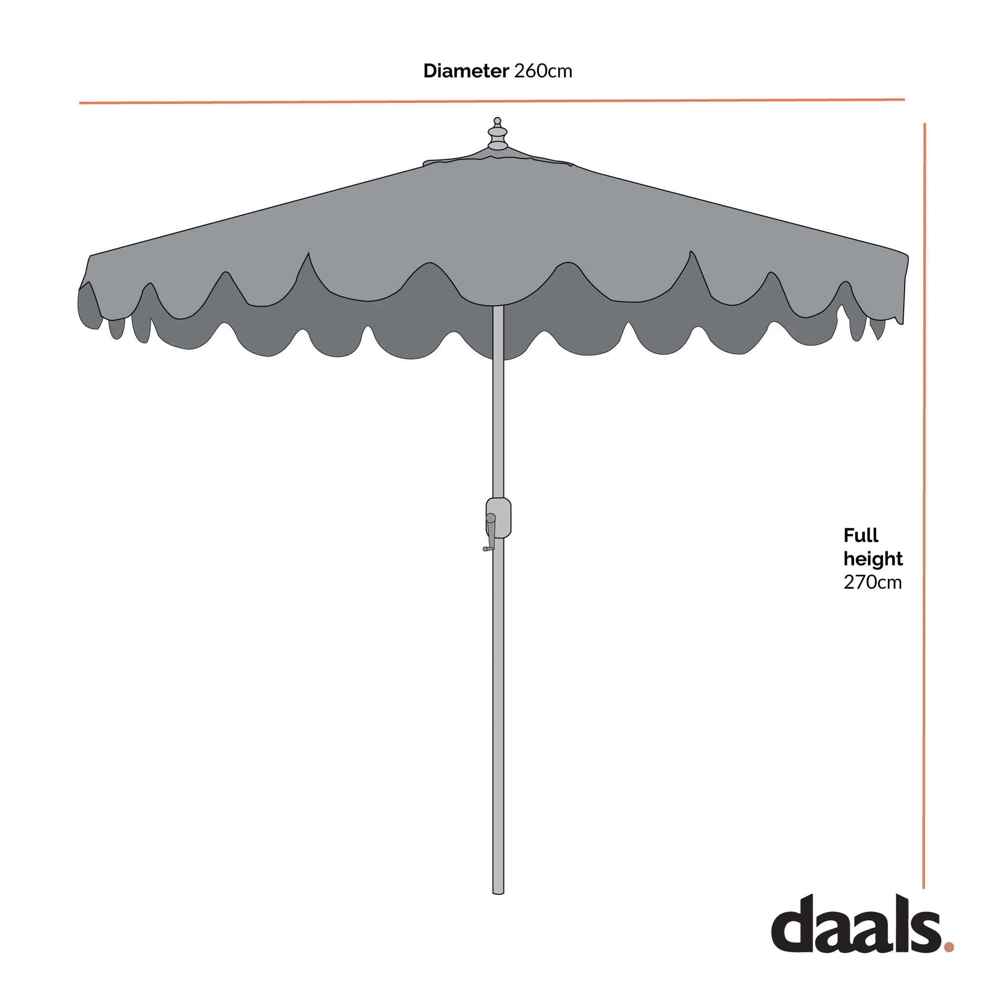 Kisses 2.6M Octagonal Parasol with Aluminium Tilt - Image 5