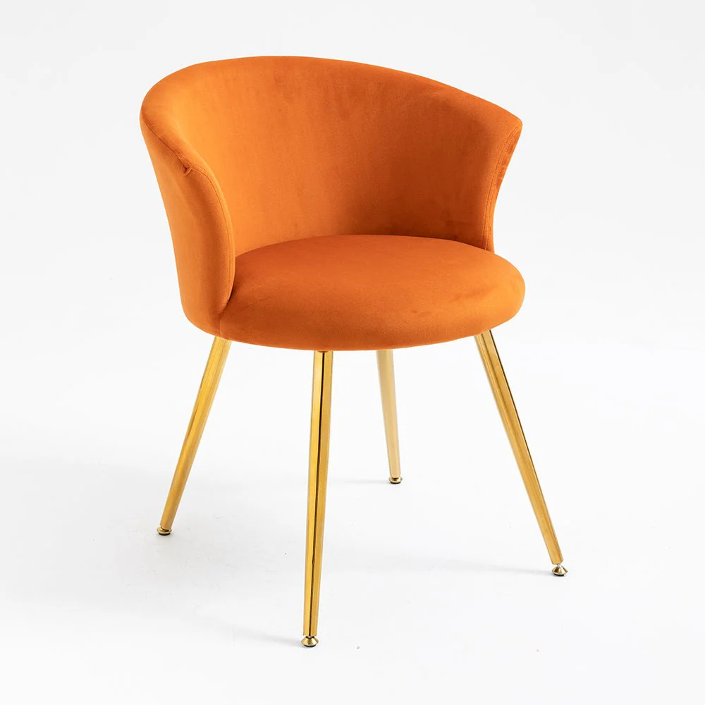 Kylie Set of 2 Orange Velvet Dining Chairs - Image 3