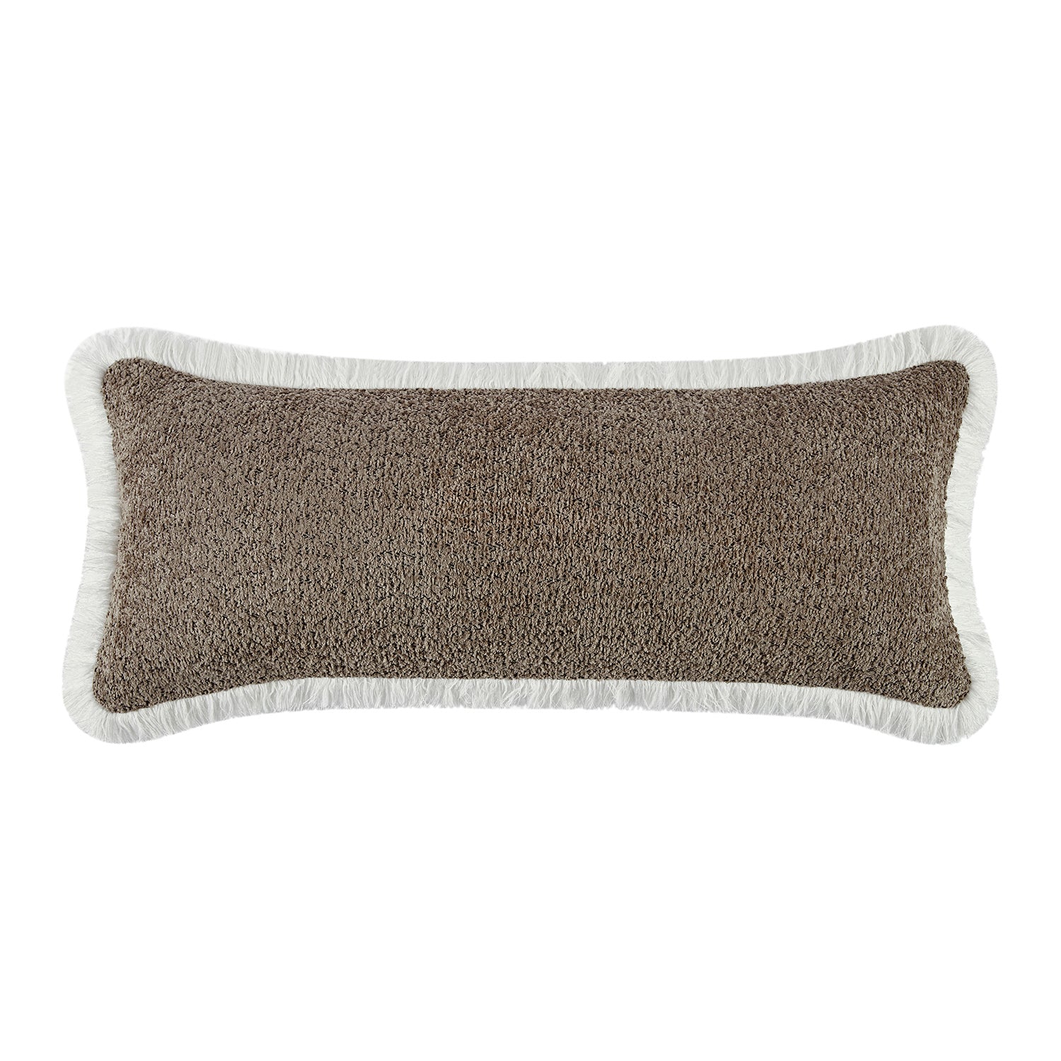 Kyra Mink Bouclé White Fringed Lumbar Cushion