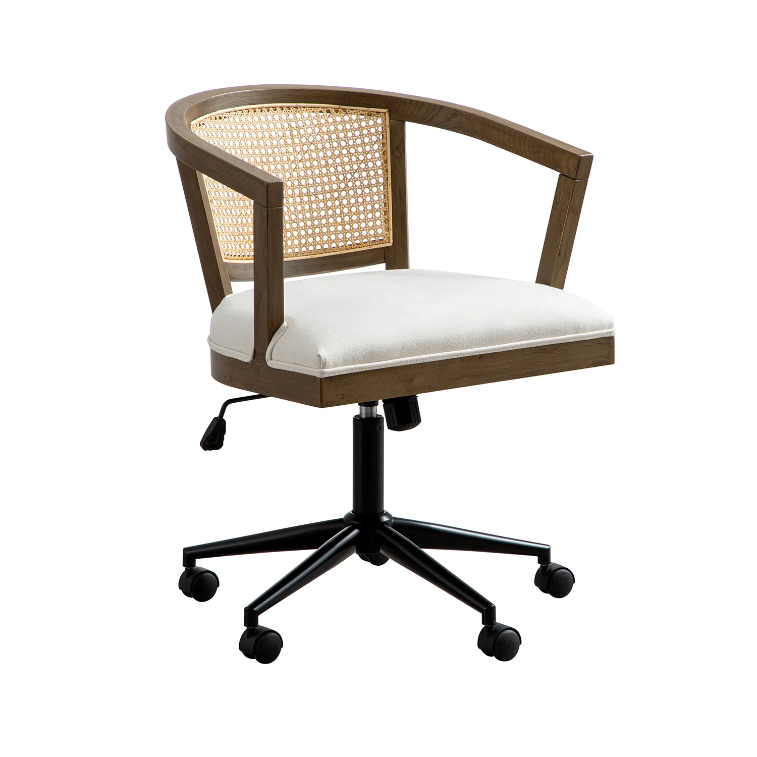 Lucia Natural Cane Swivel Desk Chair, Silver Oak - Image 8