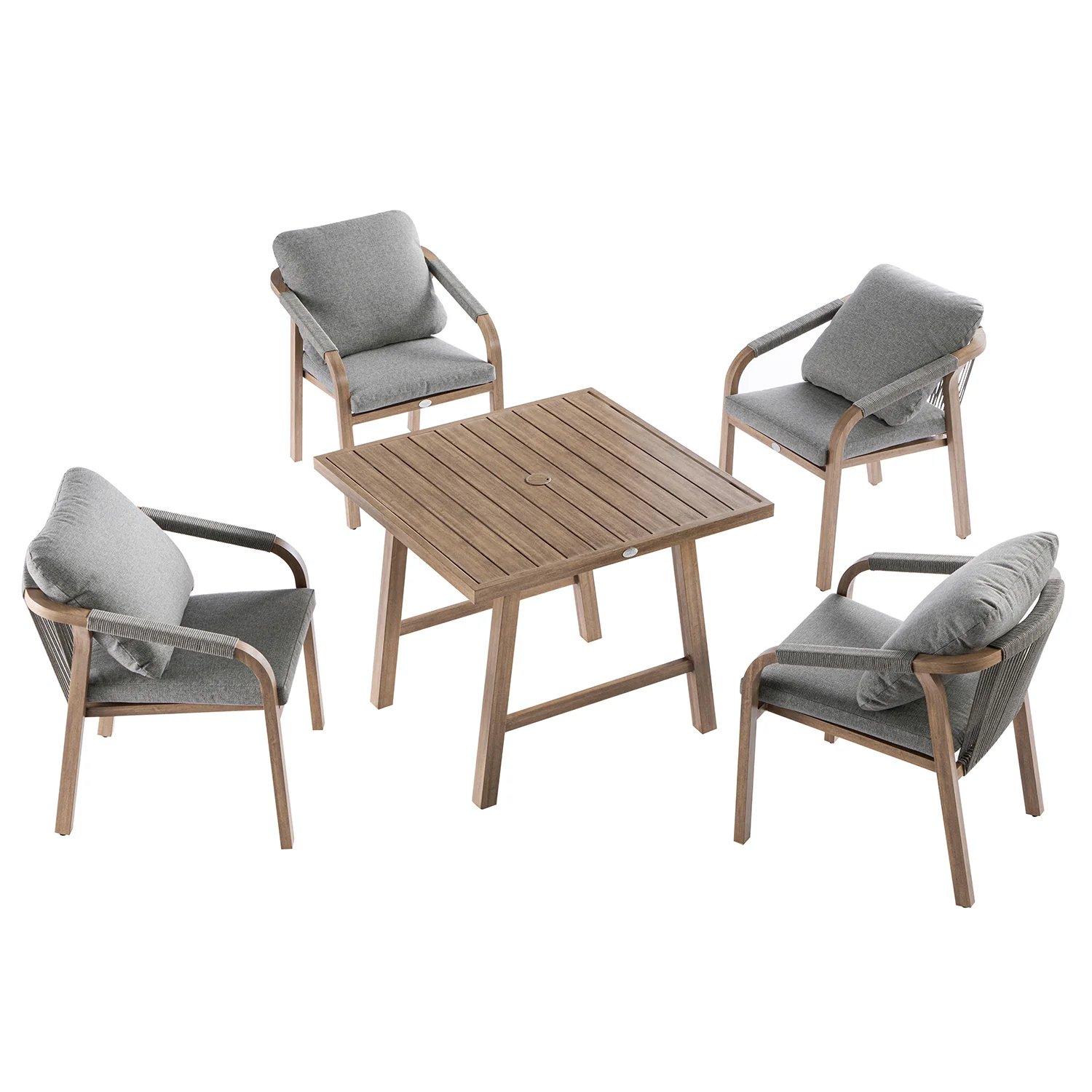Manresa Rope 4-Seater Square Dining Set, Natural and Grey - Image 2