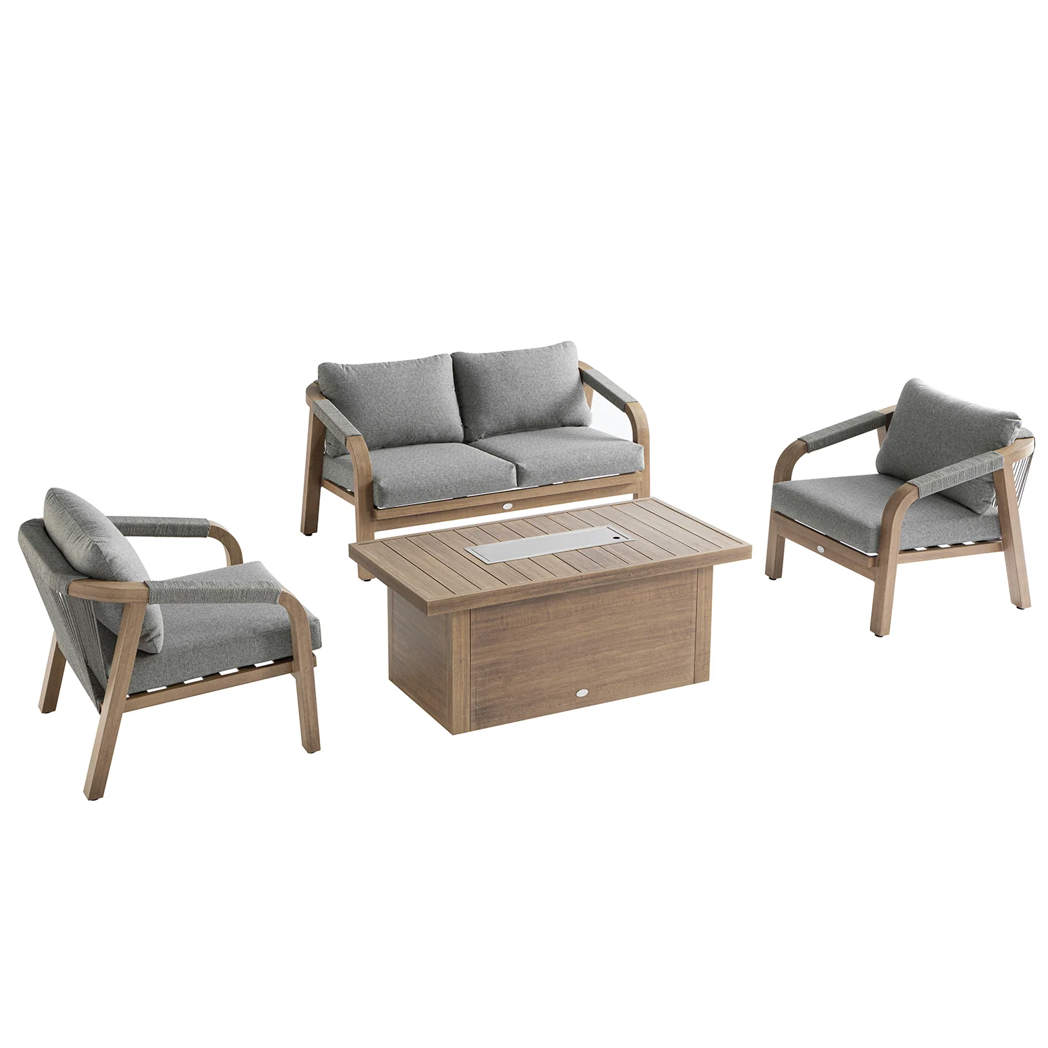 Manresa Rope 5-Seater Firepit Sofa Set, Natural and Grey - Image 4