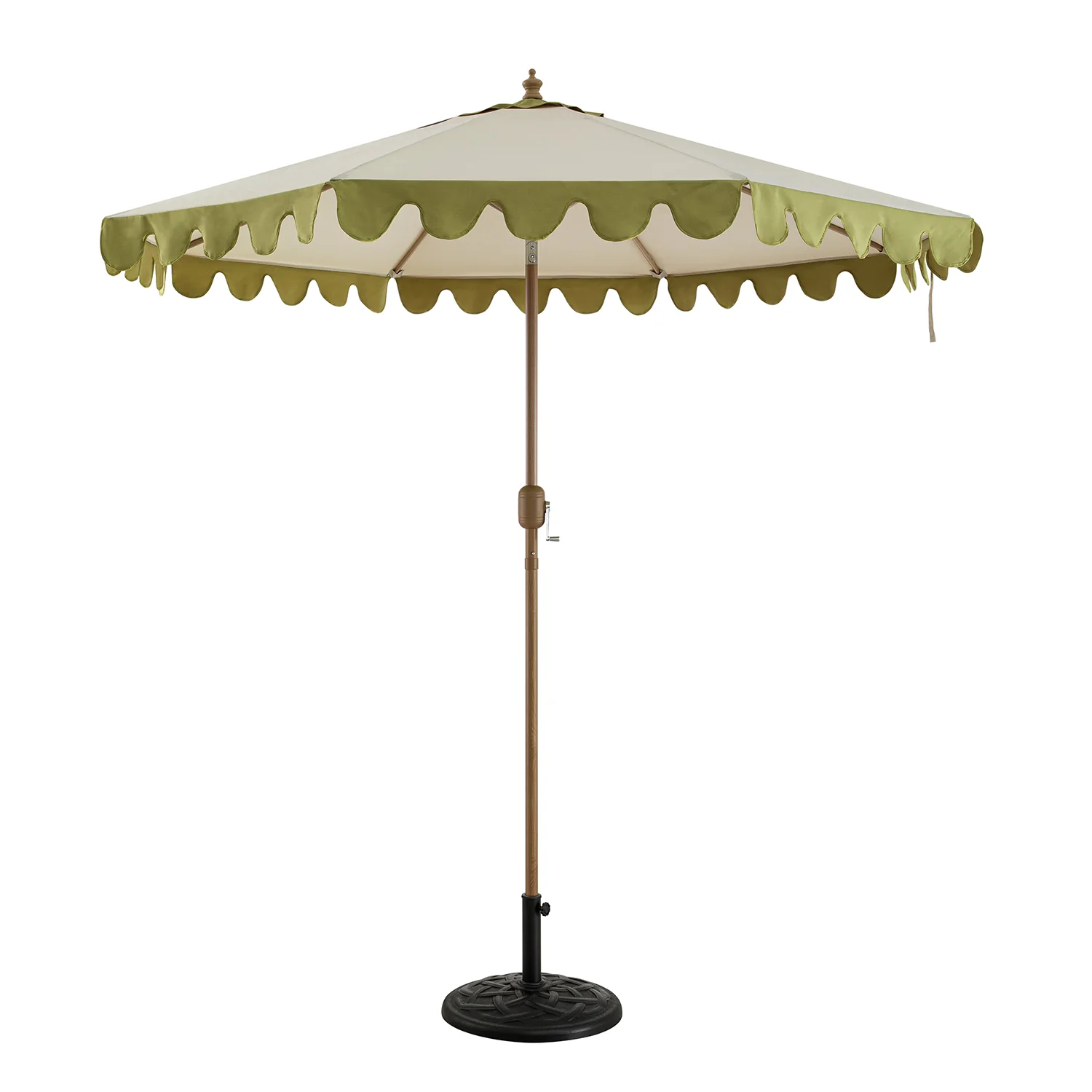 Margaux Scalloped Garden Tilt Parasol, Fig Leaf and Beige
