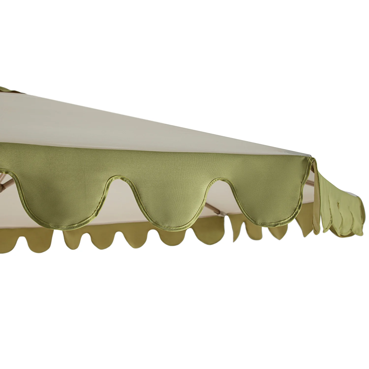 Margaux Scalloped Garden Tilt Parasol, Fig Leaf and Beige - Image 6