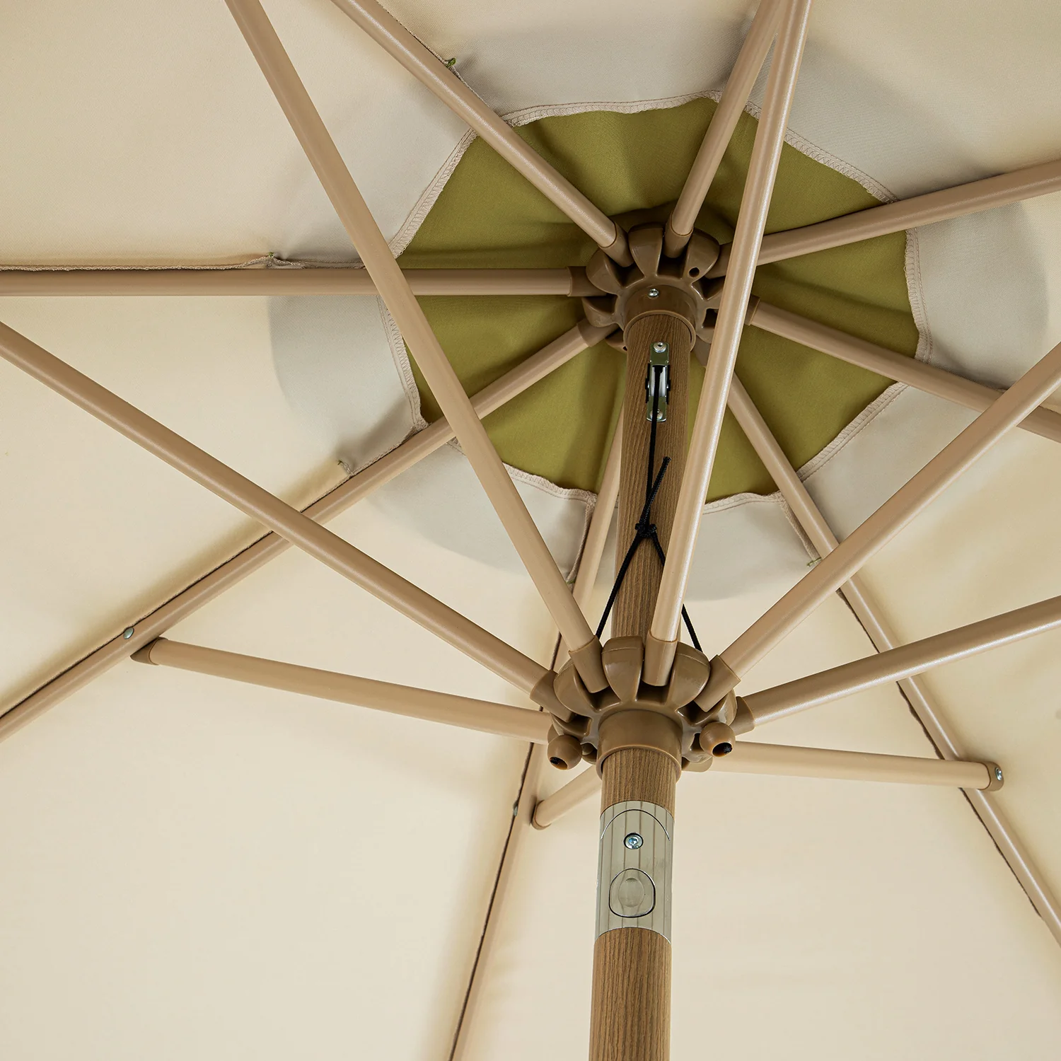Margaux Scalloped Garden Tilt Parasol, Fig Leaf and Beige - Image 9