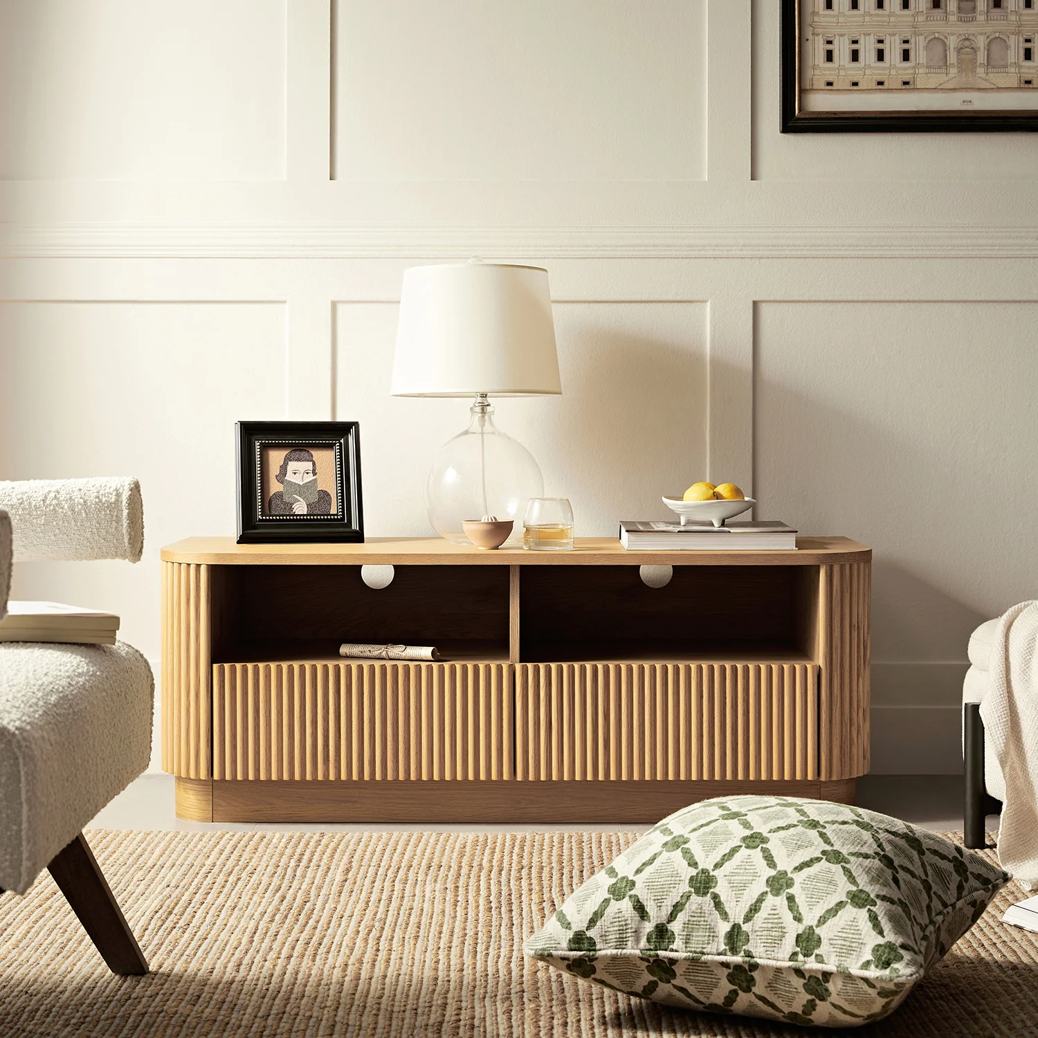Maru 120cm TV Unit with Drawers, Oak - Image 2