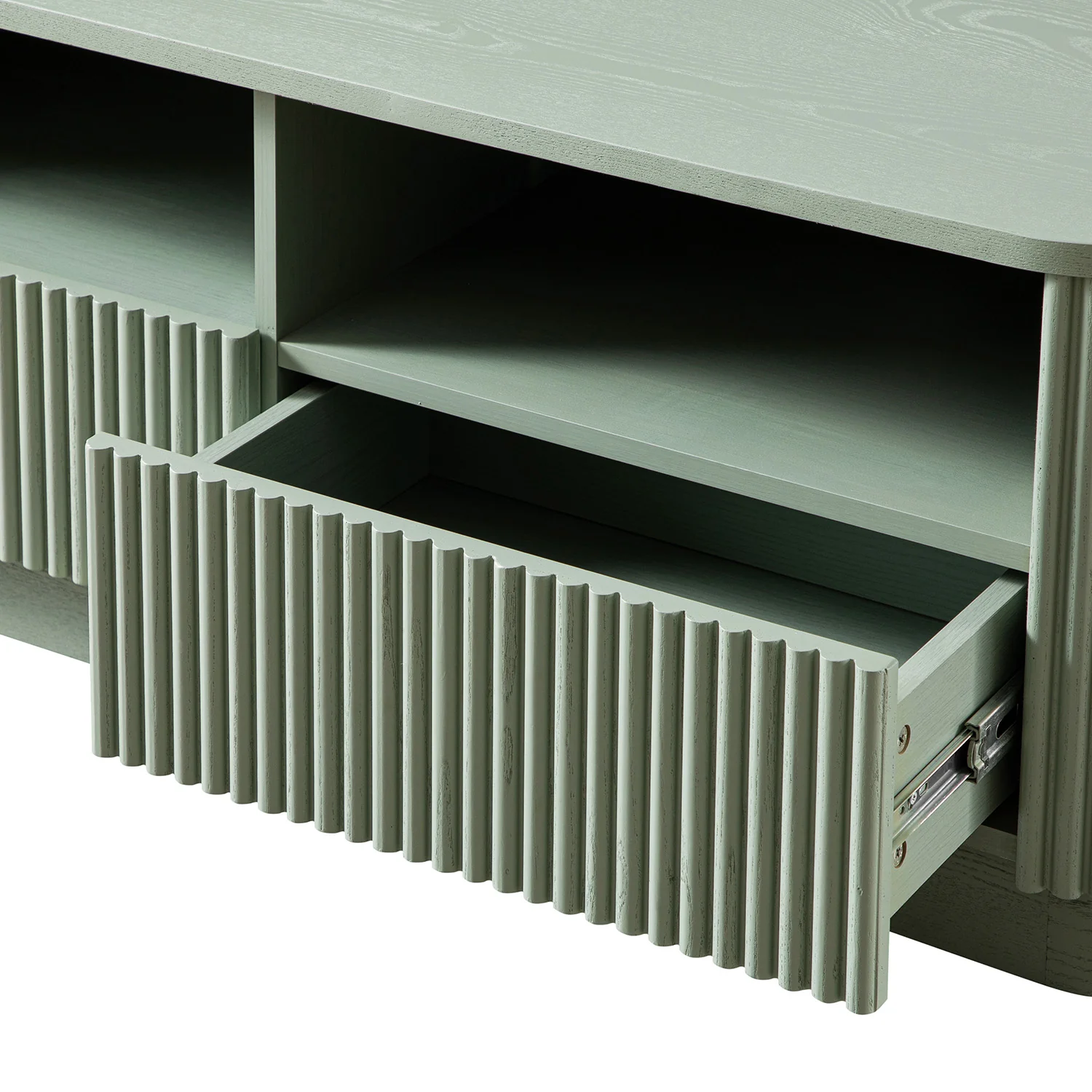 Maru 120cm TV Unit with Drawers, Sage Green - Image 13