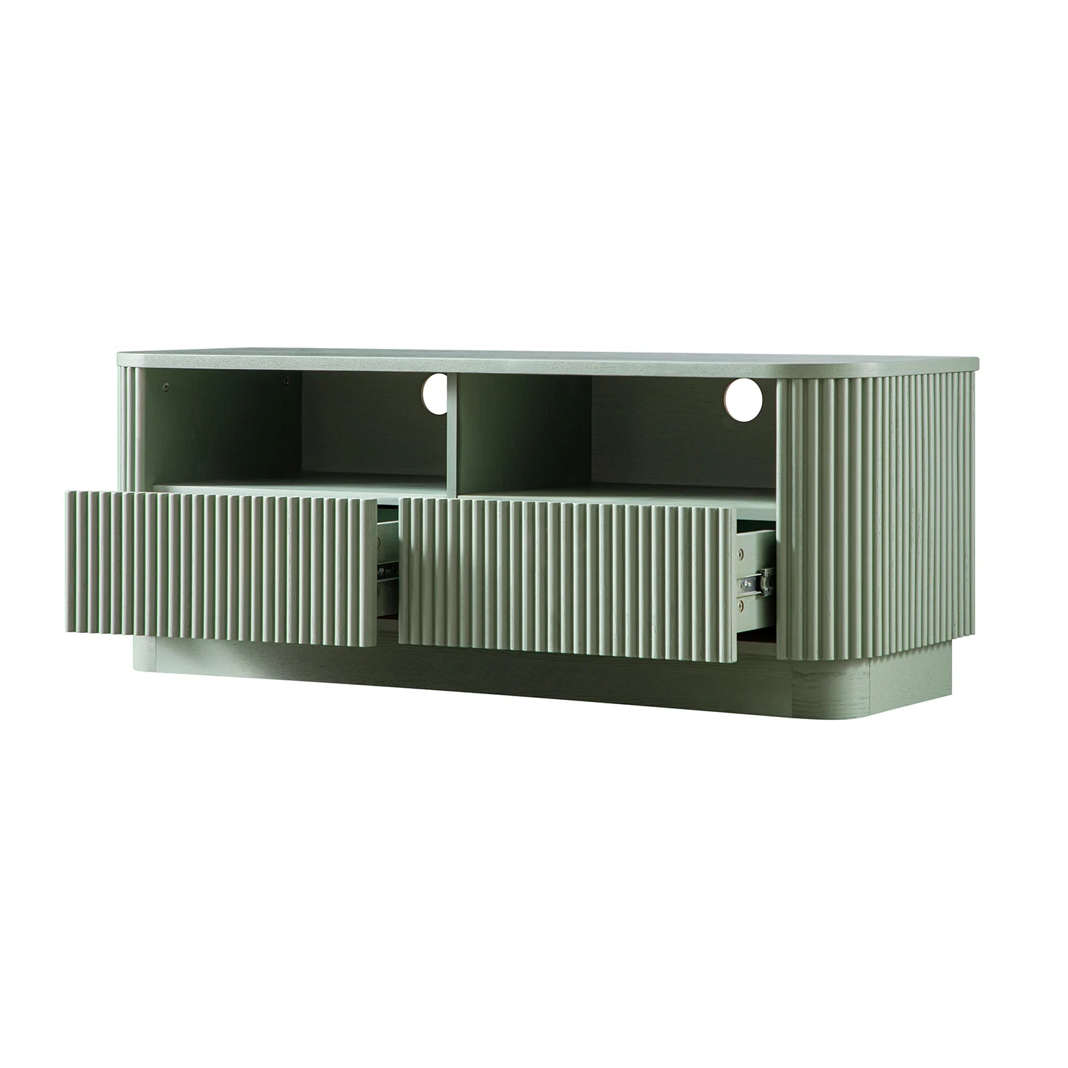Maru 120cm TV Unit with Drawers, Sage Green - Image 9