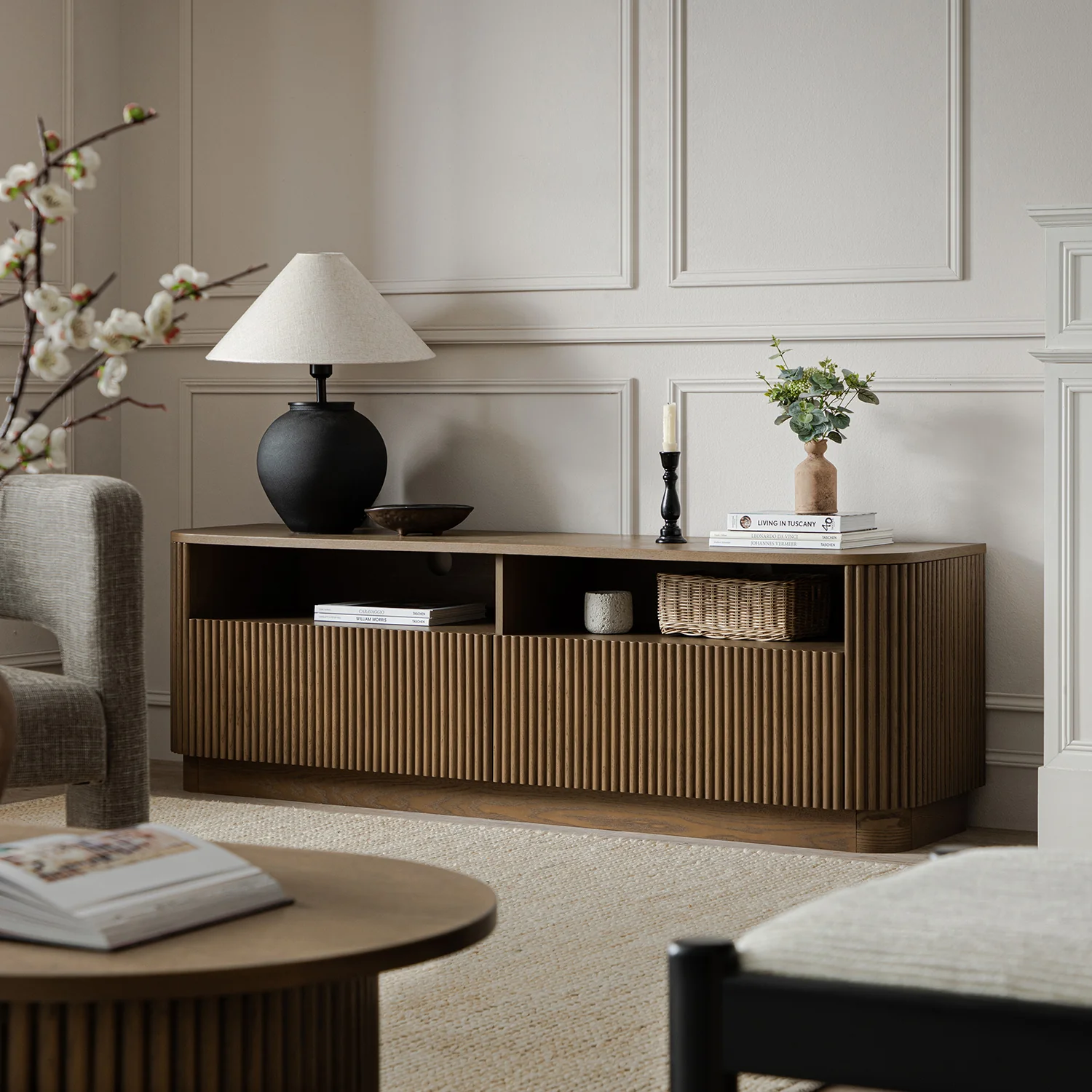 Maru 162cm TV Unit with Drawers, Silver Oak