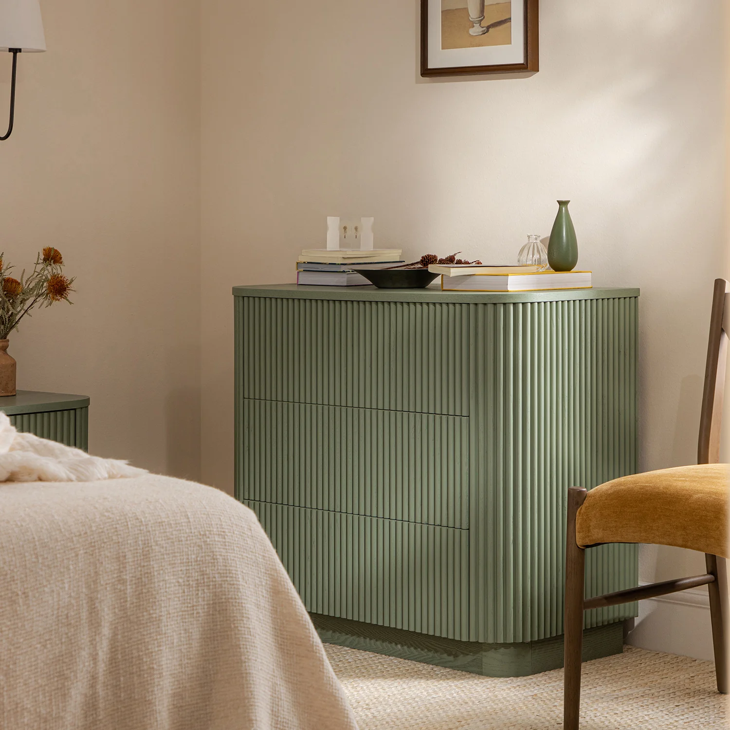 Maru Chest of 3 Drawers, Sage Green