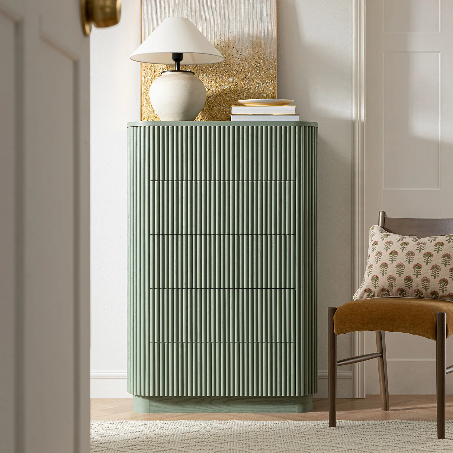 Maru Chest of 5 Drawers, Sage Green