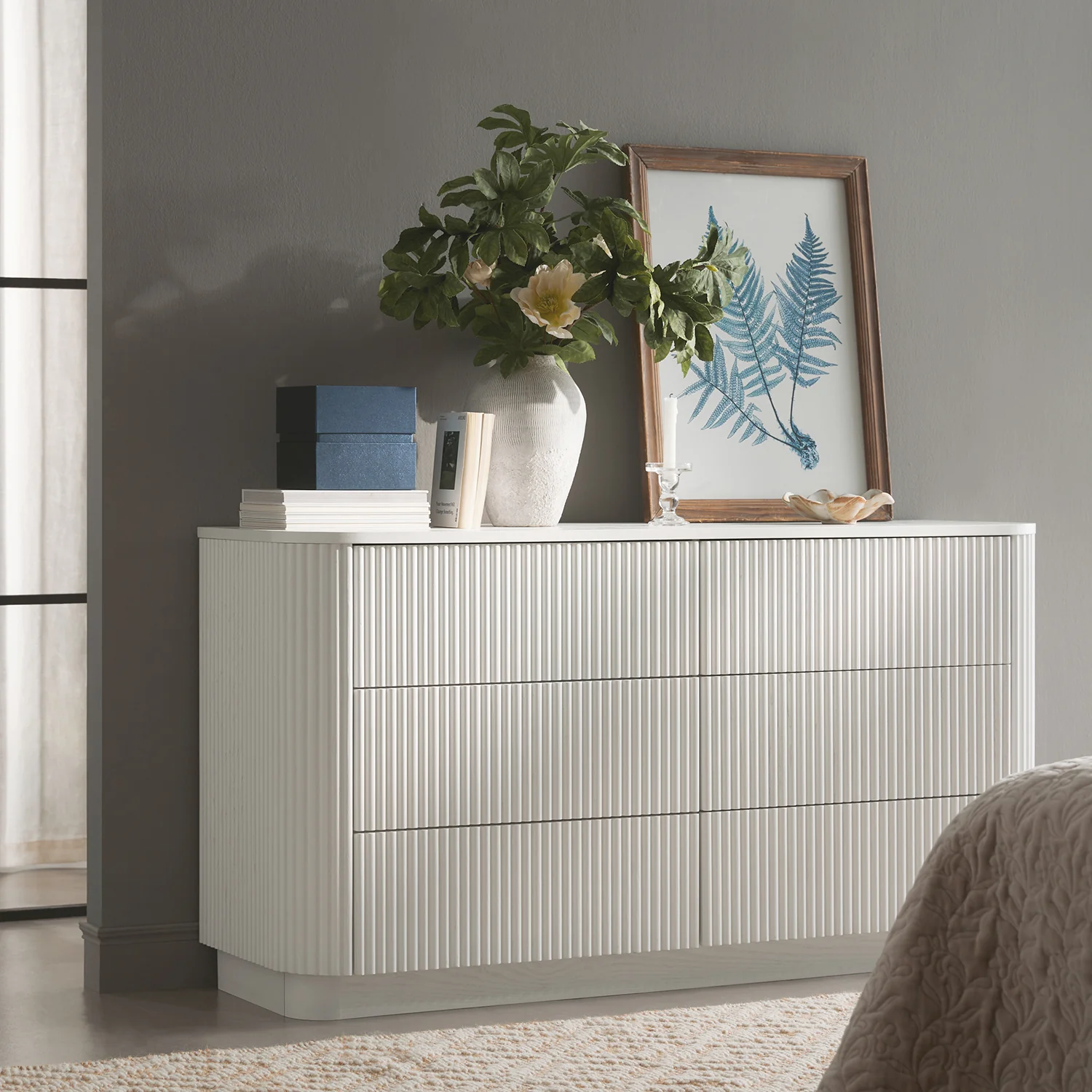 Maru Chest of 6 Drawers, Washed White