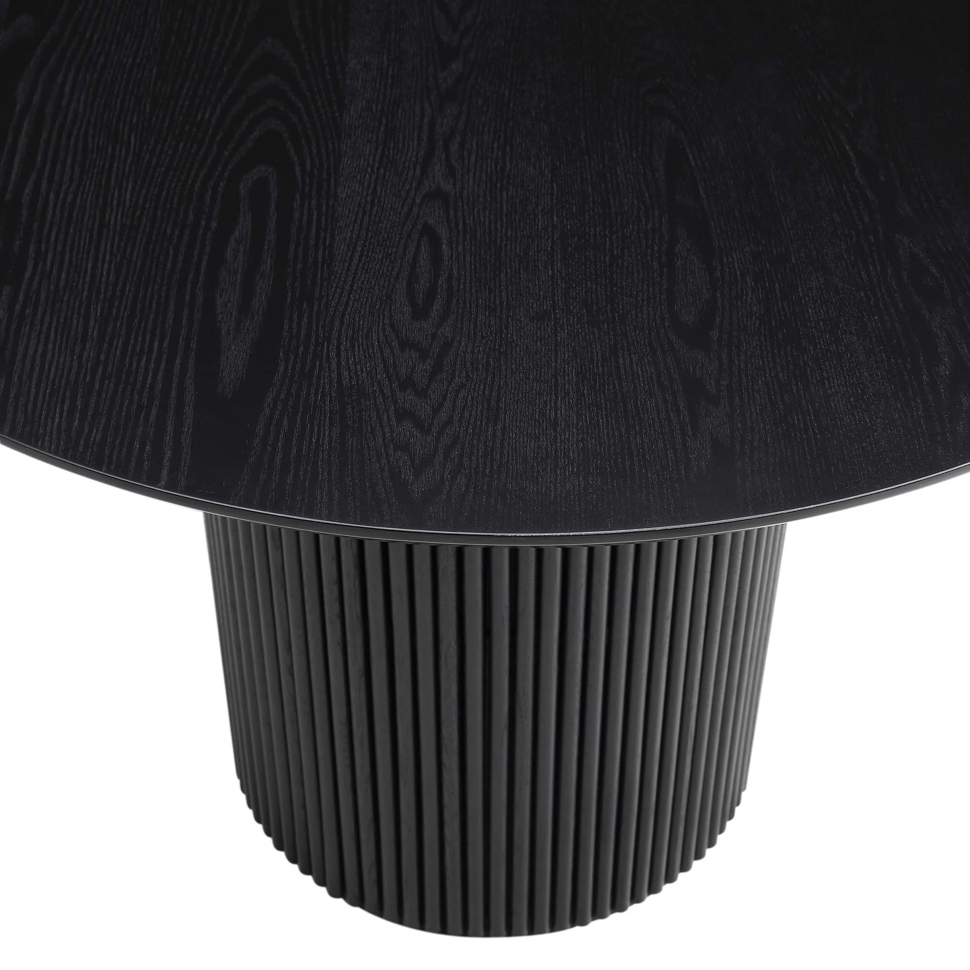 Maru Round Oak Pedestal Dining Table, Black - Image 7