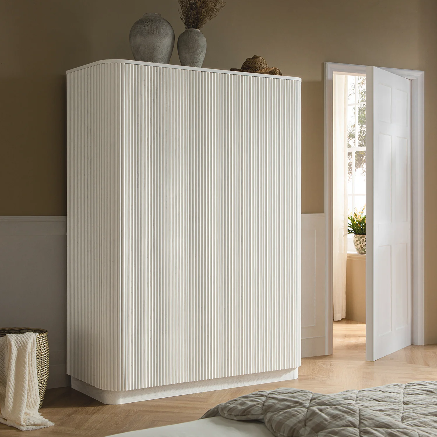 Maru Triple Wardrobe, Washed White