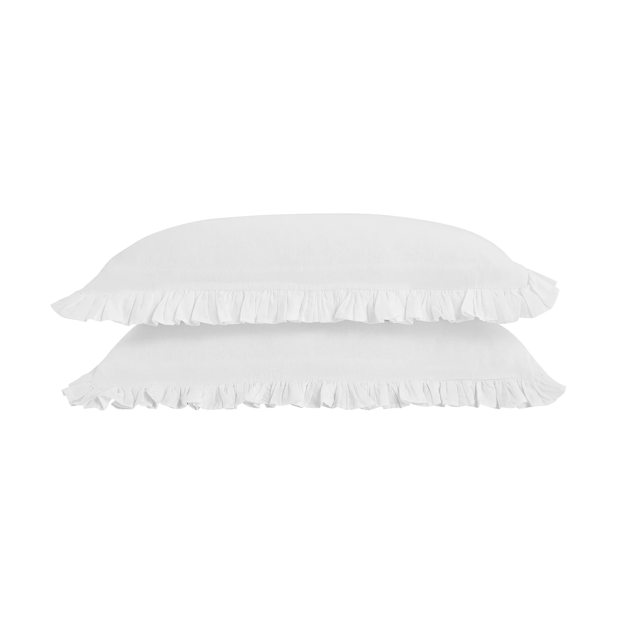 Matilda White Ruffle Linen Blend Pillowcases - Pair