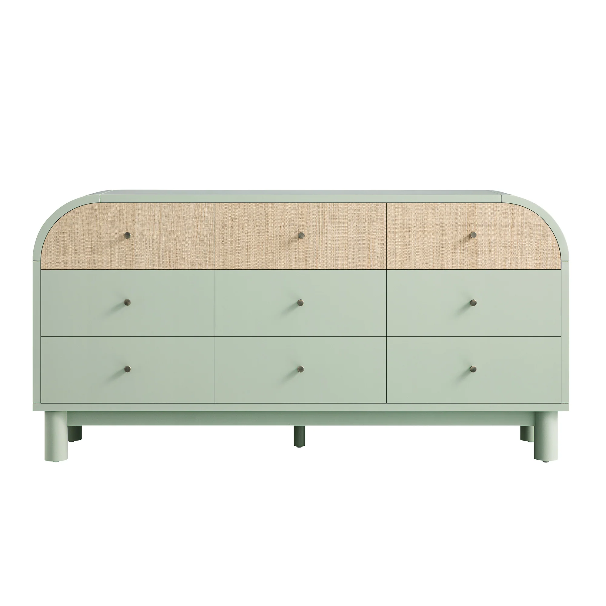 Maude 9 Drawer Chest, Muted Pistachio Ash with Raffia - Image 7