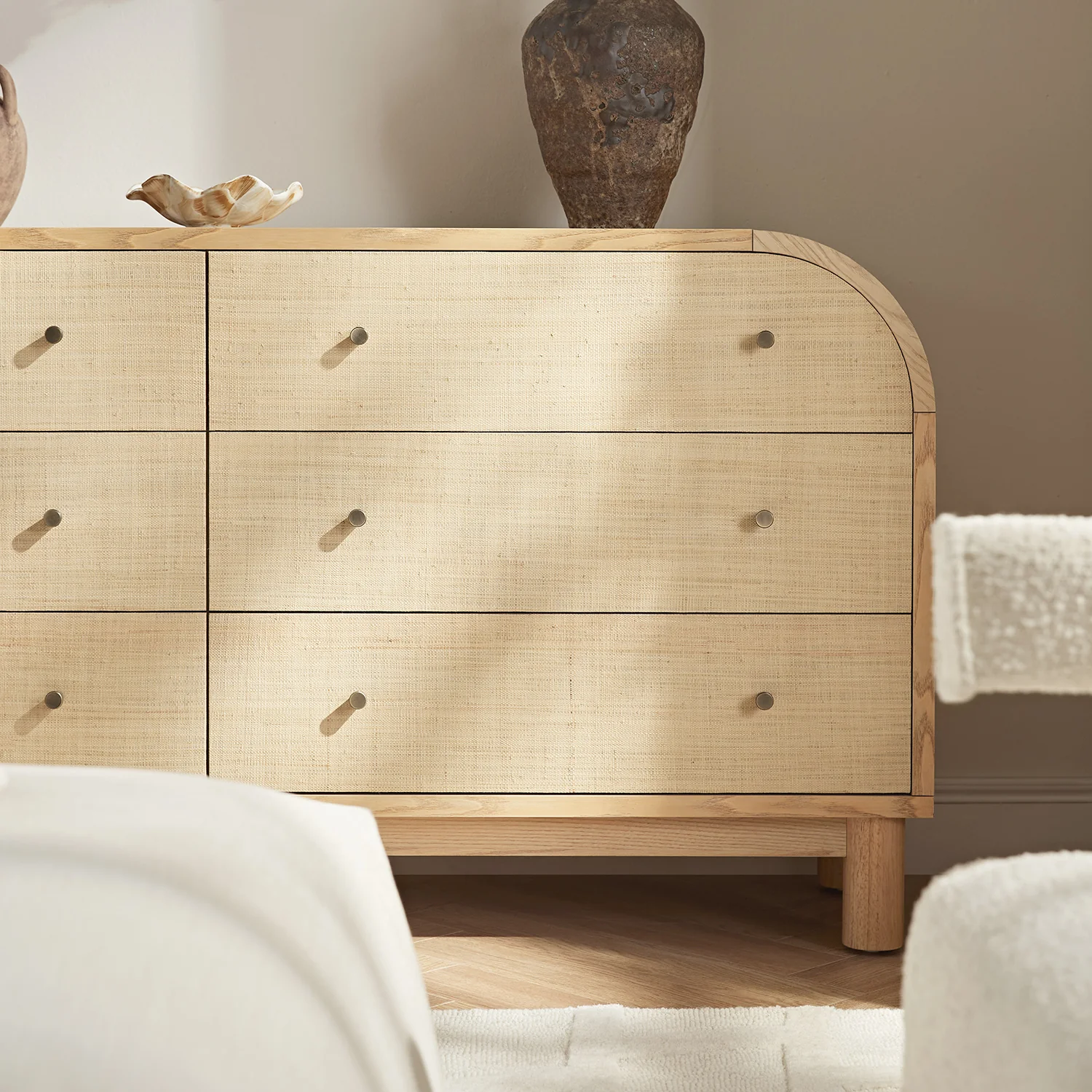 Maude Chest of 6 Drawers, Natural Ash with Raffia - Image 3