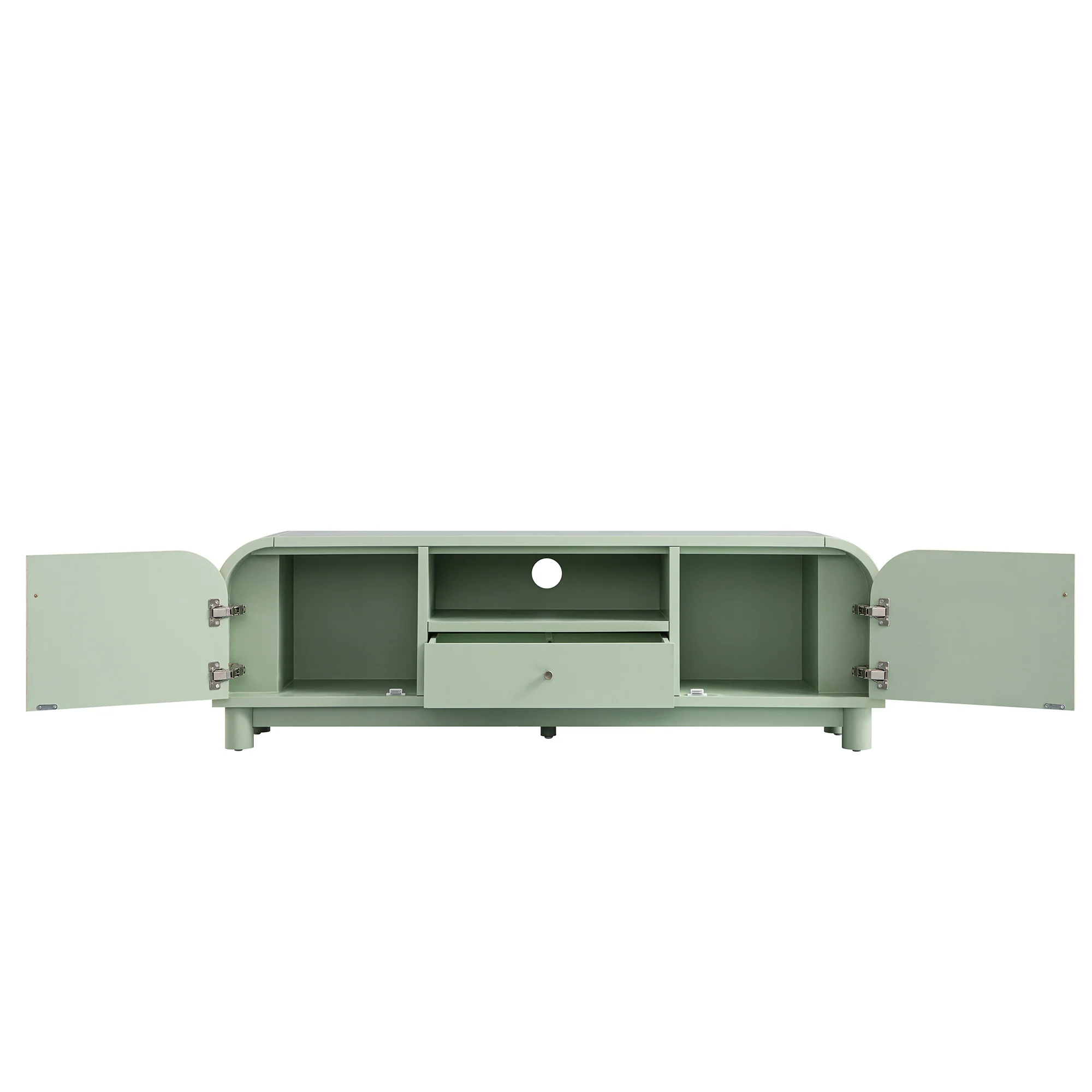 Maude TV Unit, Muted Pistachio Ash with Raffia - Image 12