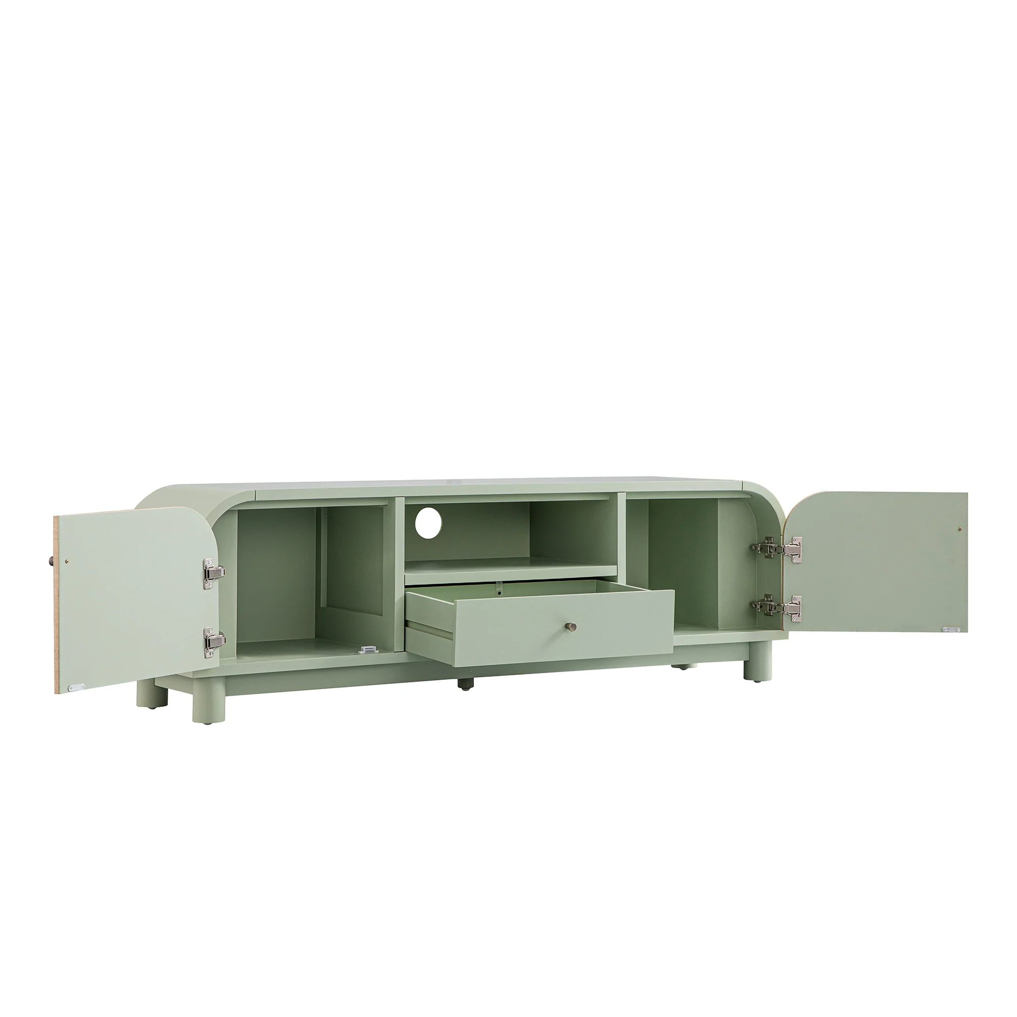 Maude TV Unit, Muted Pistachio Ash with Raffia - Image 13