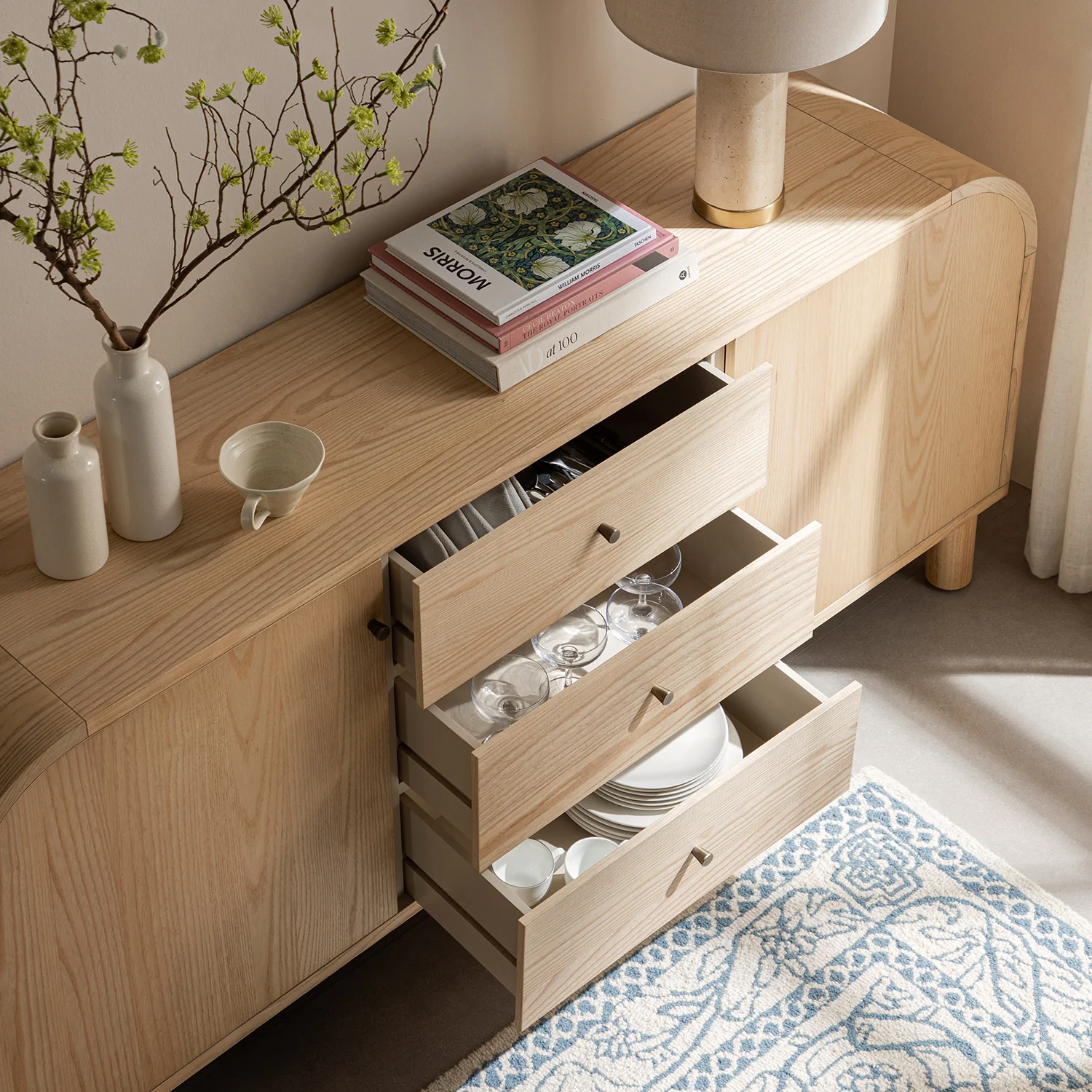Maude Wide 3-Drawer Sideboard, Natural Ash - Image 5