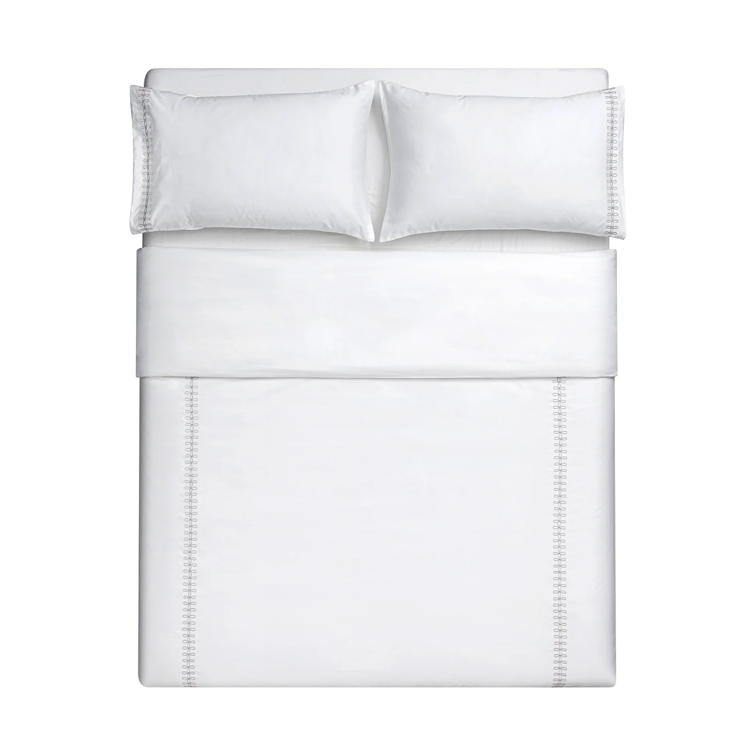 Milano Glacier Grey Knot Embroidered 600 Thread Count Cotton Sateen Duvet Set