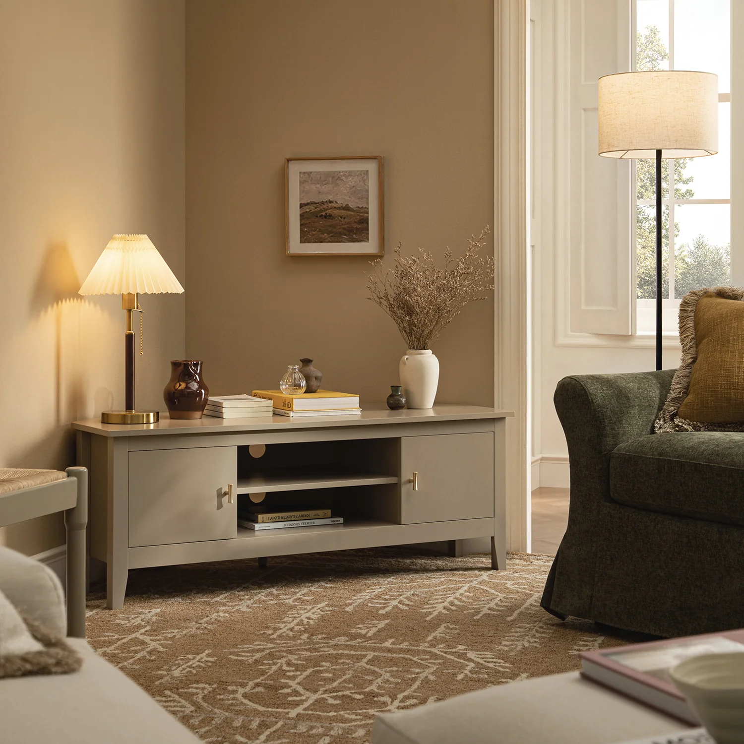 Oakham 120cm Corner TV Unit, Deep Greige
