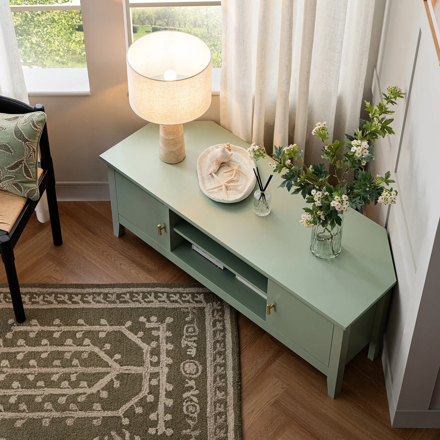 Oakham 120cm Corner TV Unit, Desert Sage - Image 4