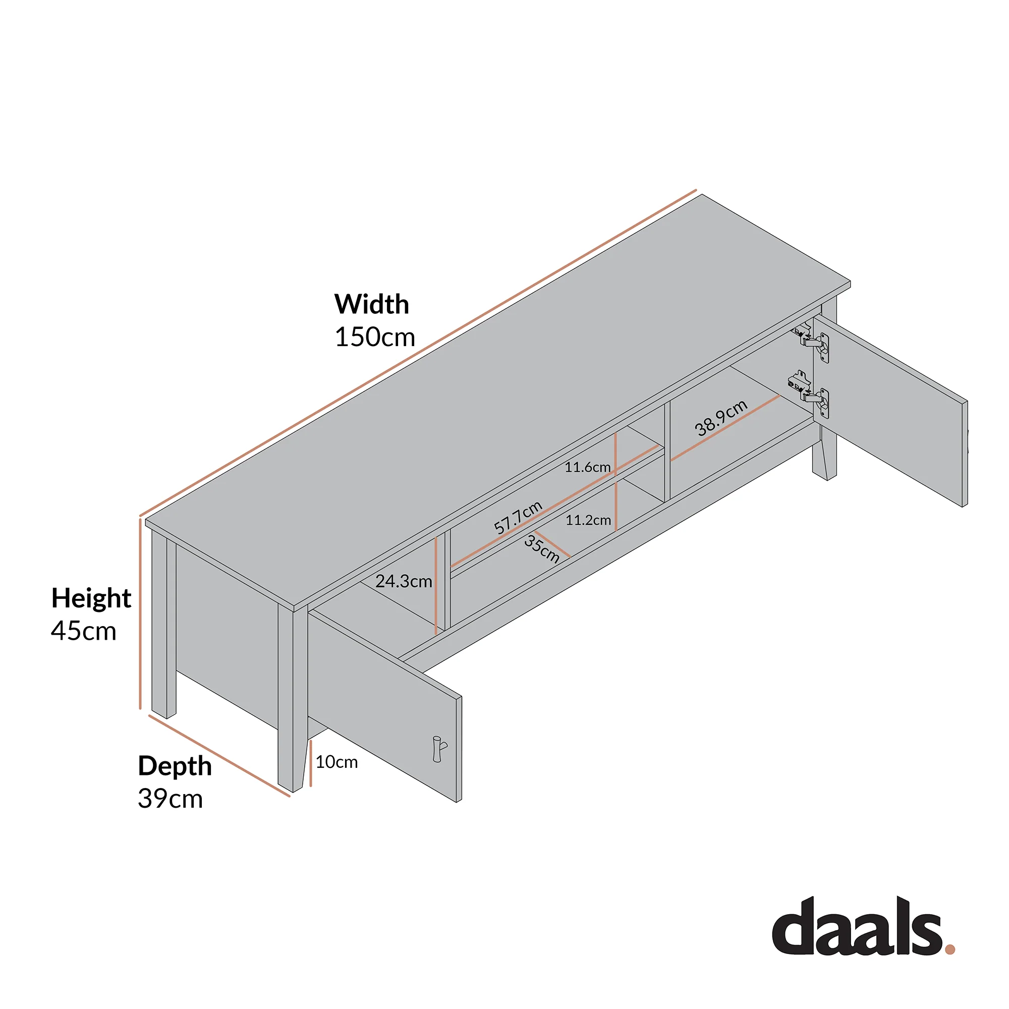 Oakham 150cm TV Unit, Desert Sage - Image 8