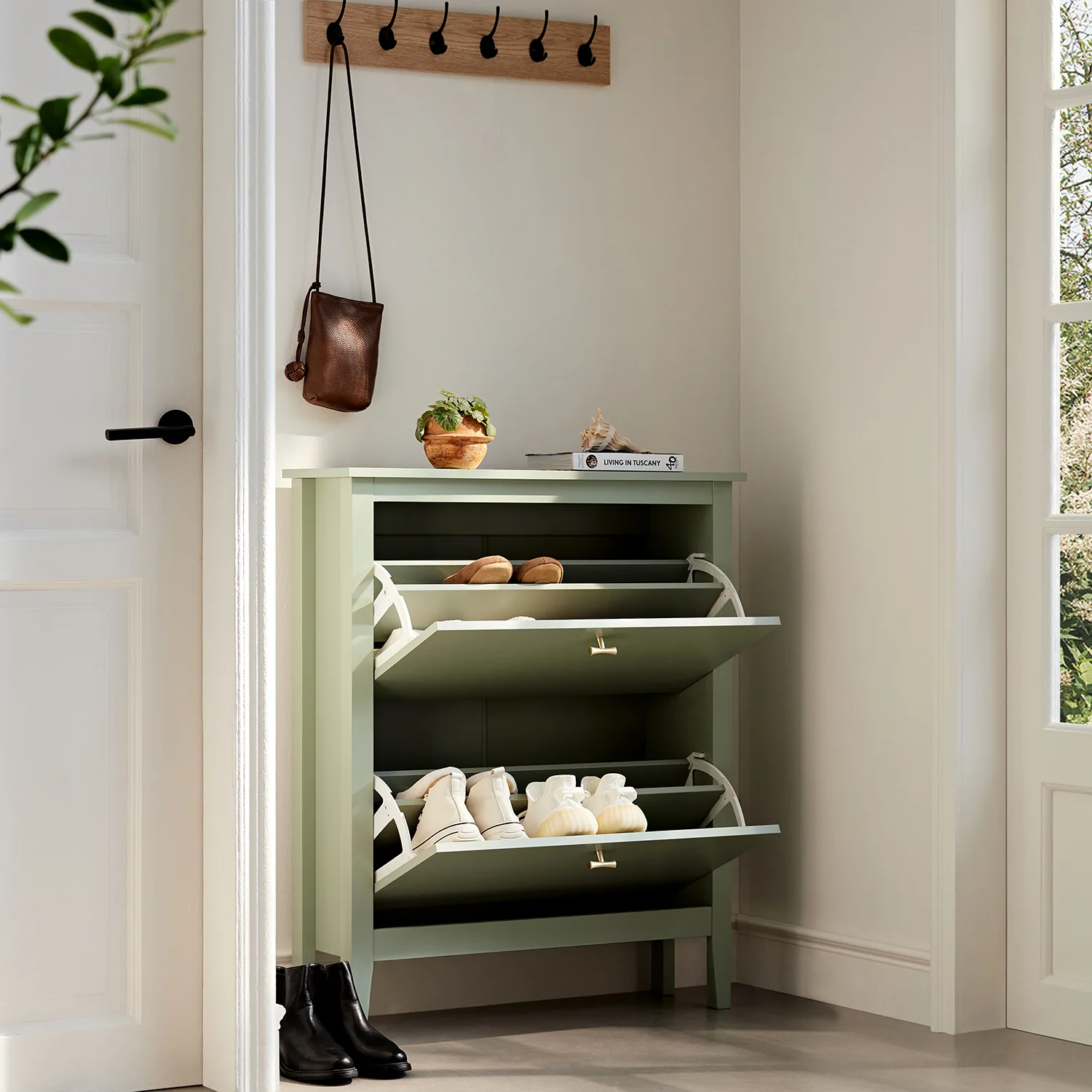 Oakham 2-Tier Shoe Cabinet, Desert Sage - Image 2