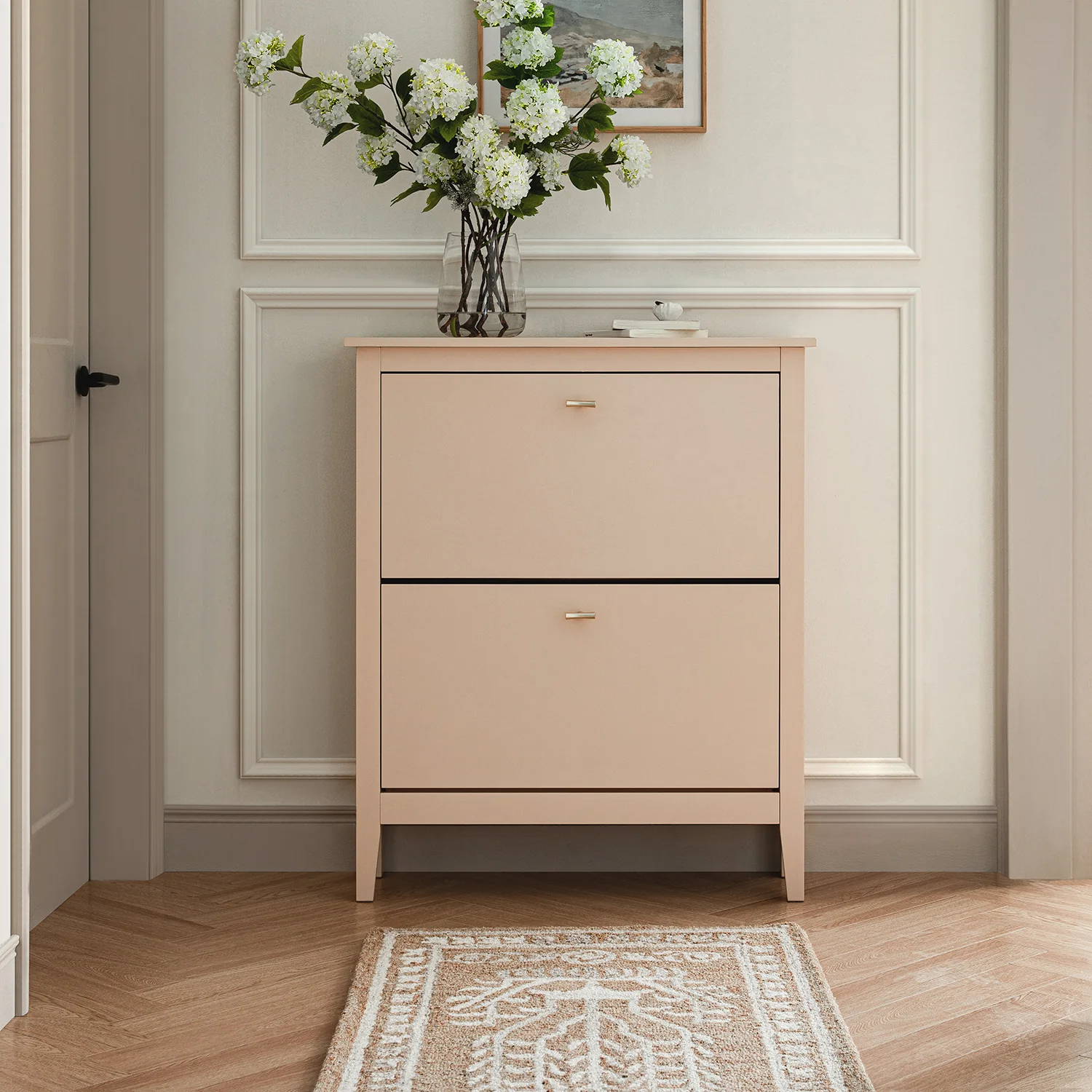 Oakham 2-Tier Shoe Cabinet, Nude Pink - Image 2