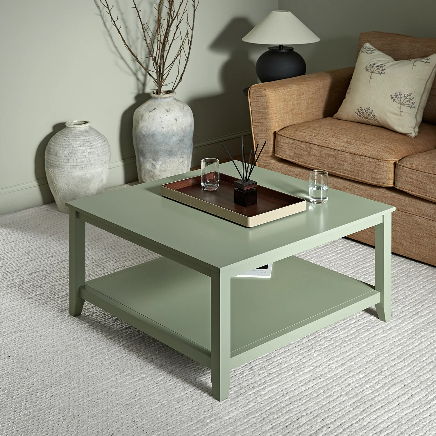 Oakham 80cm Square Coffee Table, Desert Sage
