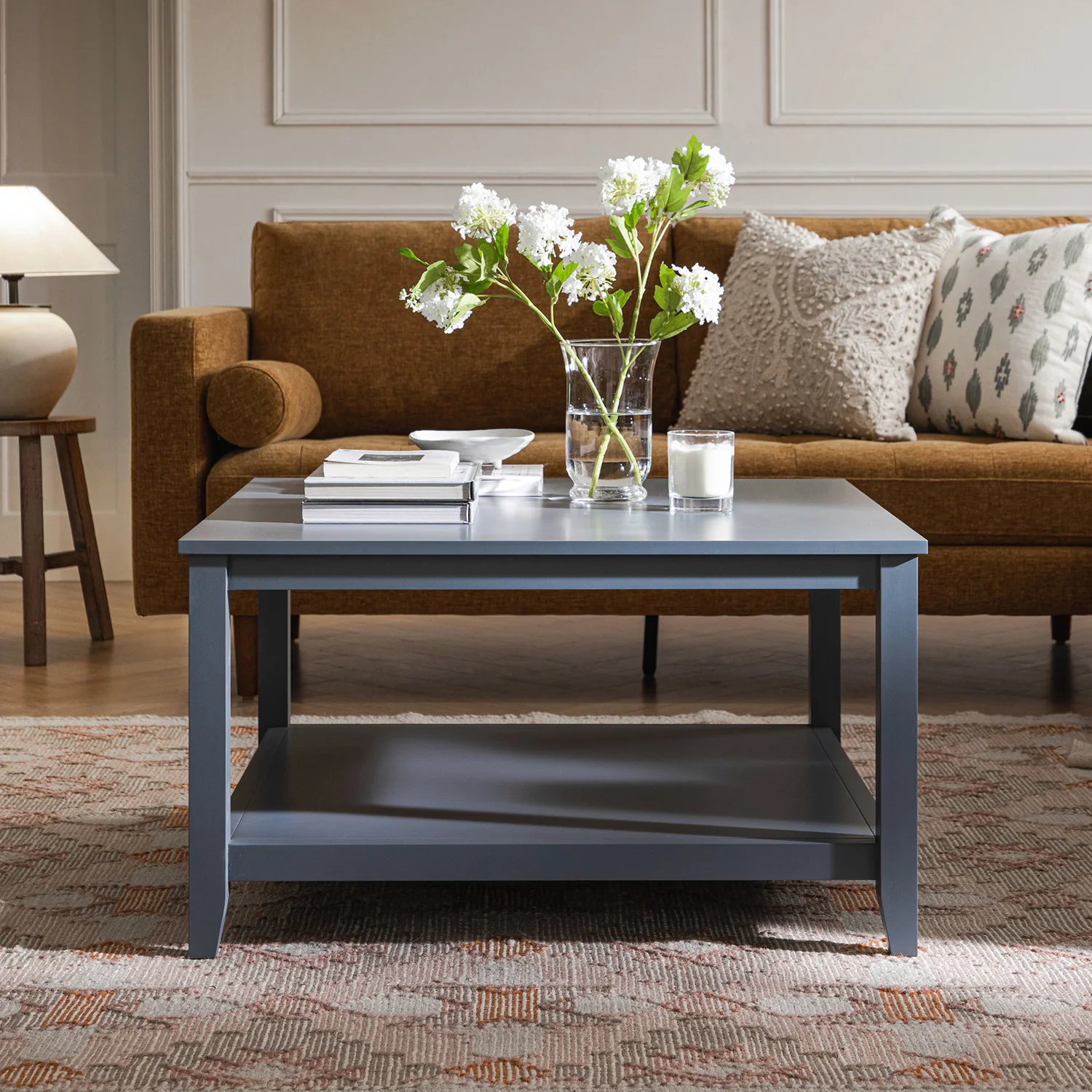 Oakham 80cm Square Coffee Table, Stormy Blue - Image 3