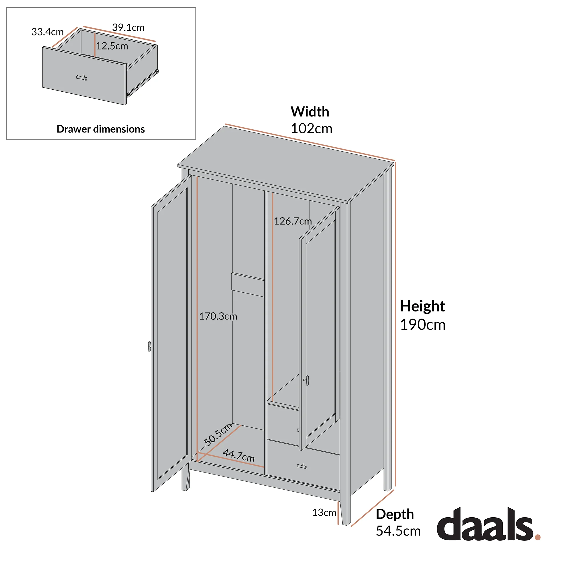 Oakham Mirrored Double Wardrobe, Desert Sage - Image 9