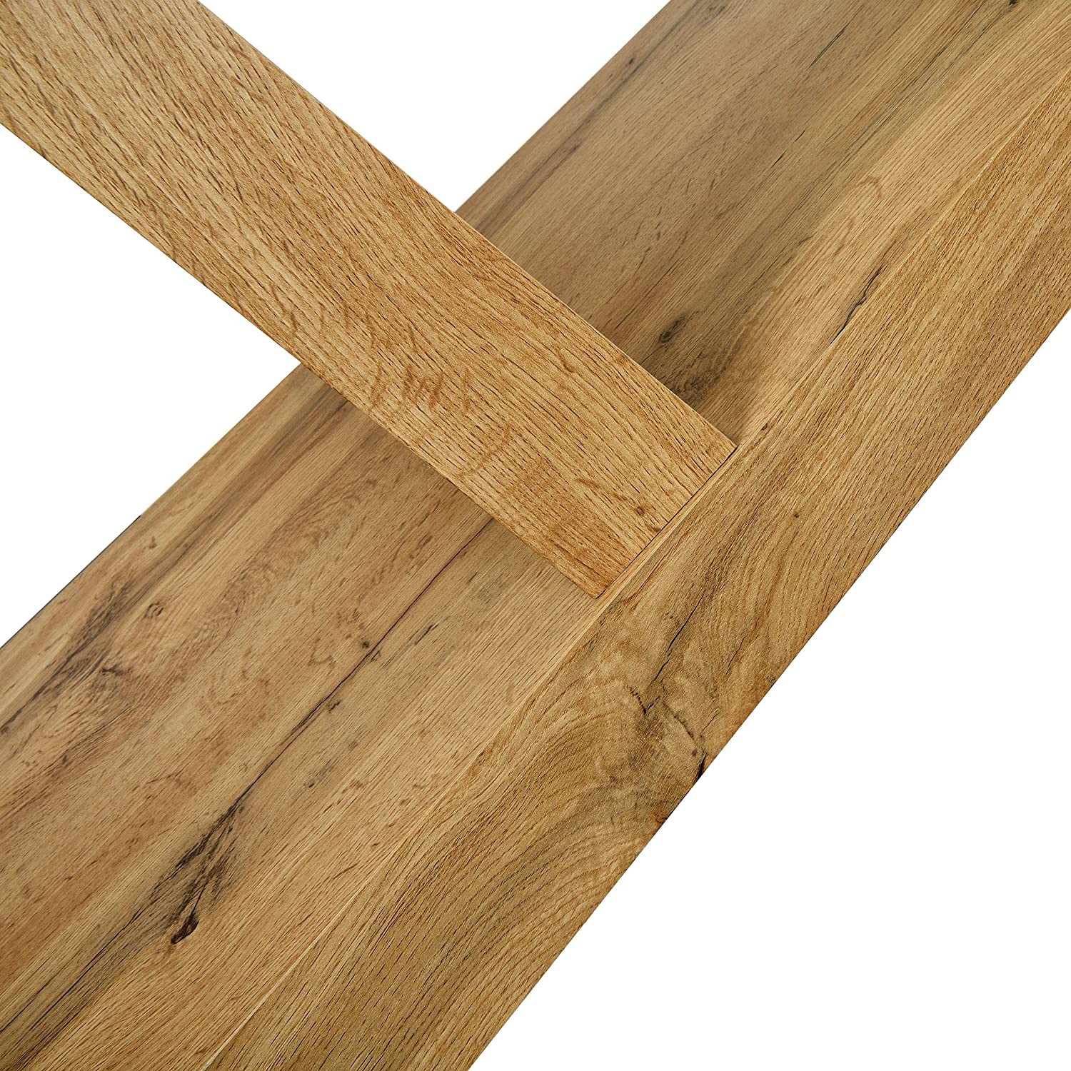Orillia Oak Effect 160 cm Dining Table with Clear Glass Top - Image 7