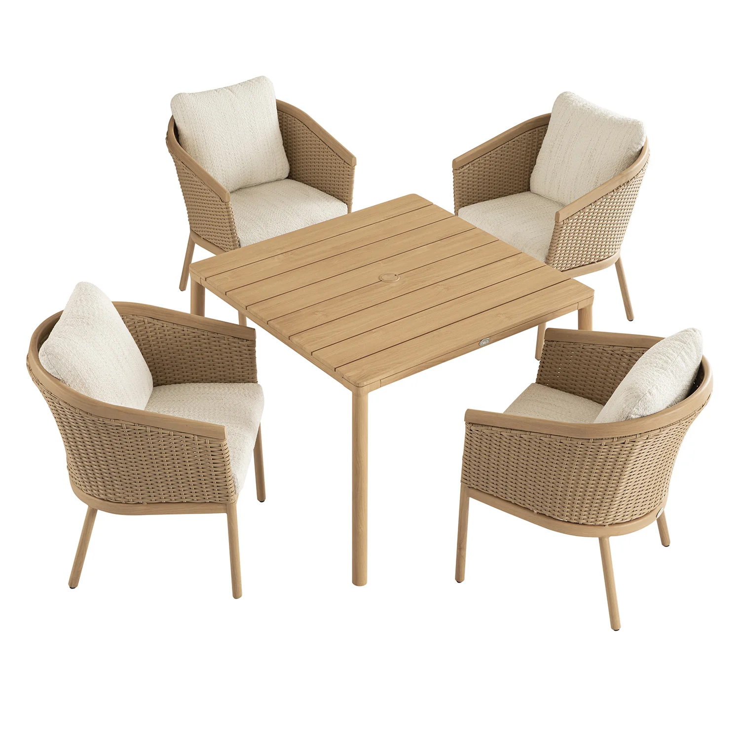 Panarea Indoor and Outdoor Wicker 4-Seater Square Dining Set - Image 10