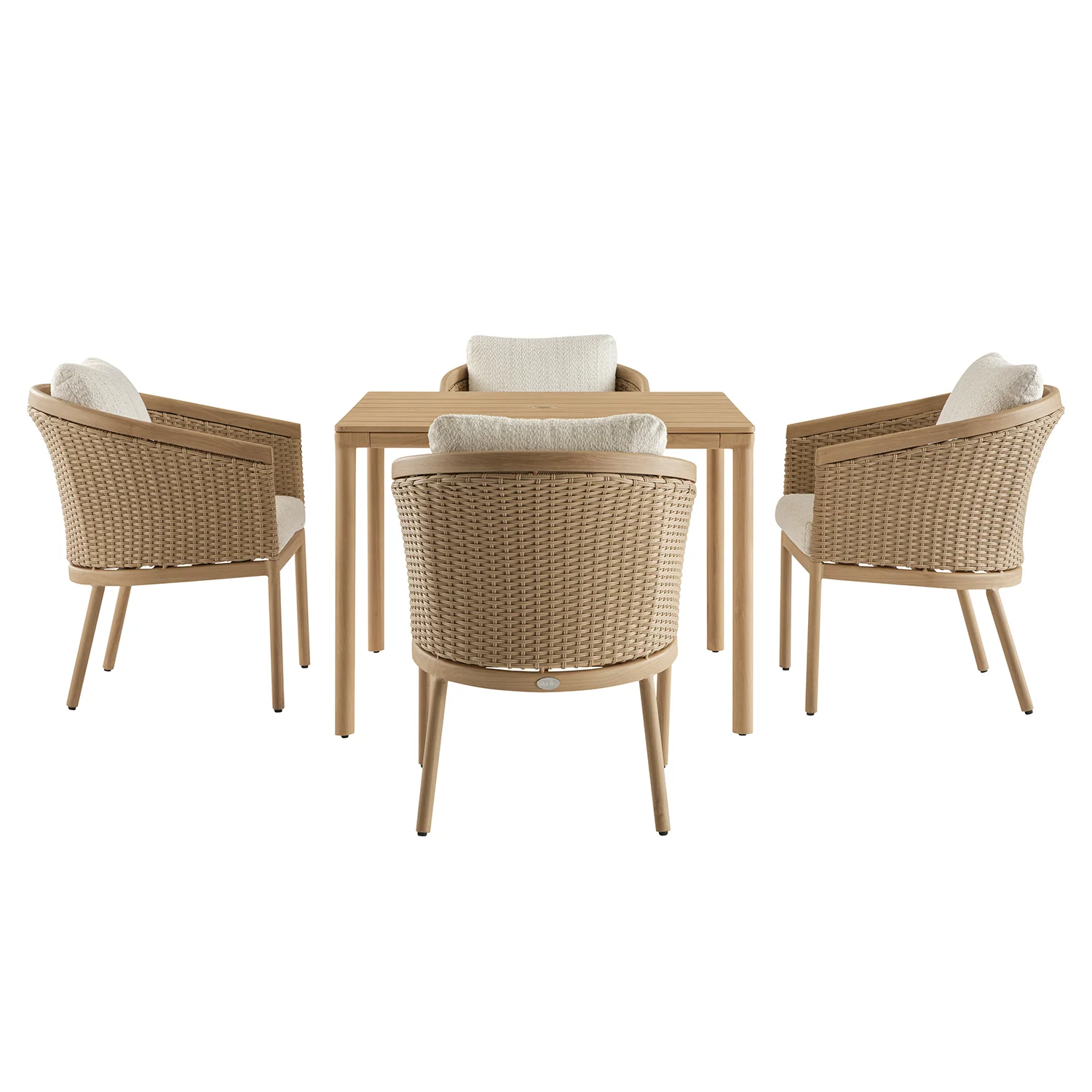 Panarea Indoor and Outdoor Wicker 4-Seater Square Dining Set - Image 12