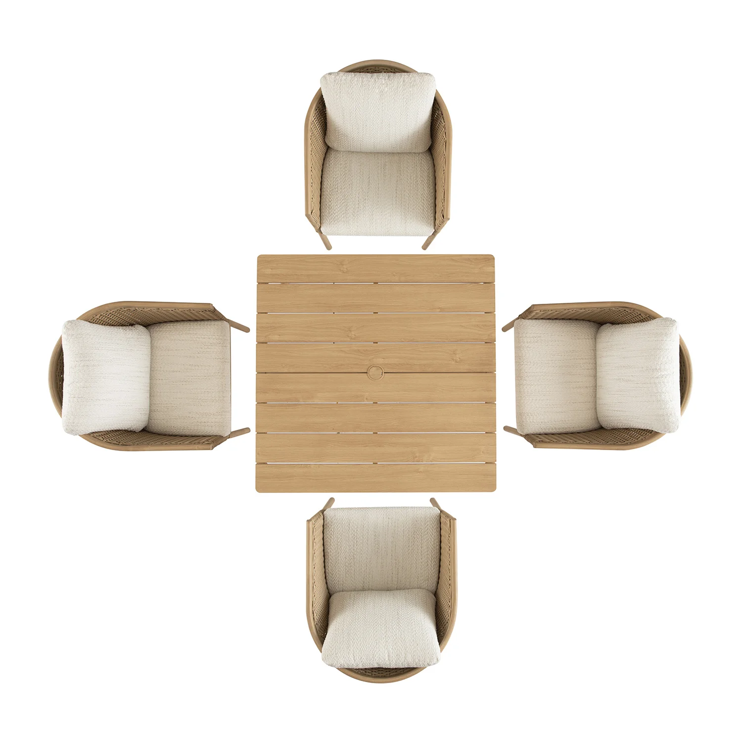 Panarea Indoor and Outdoor Wicker 4-Seater Square Dining Set - Image 13