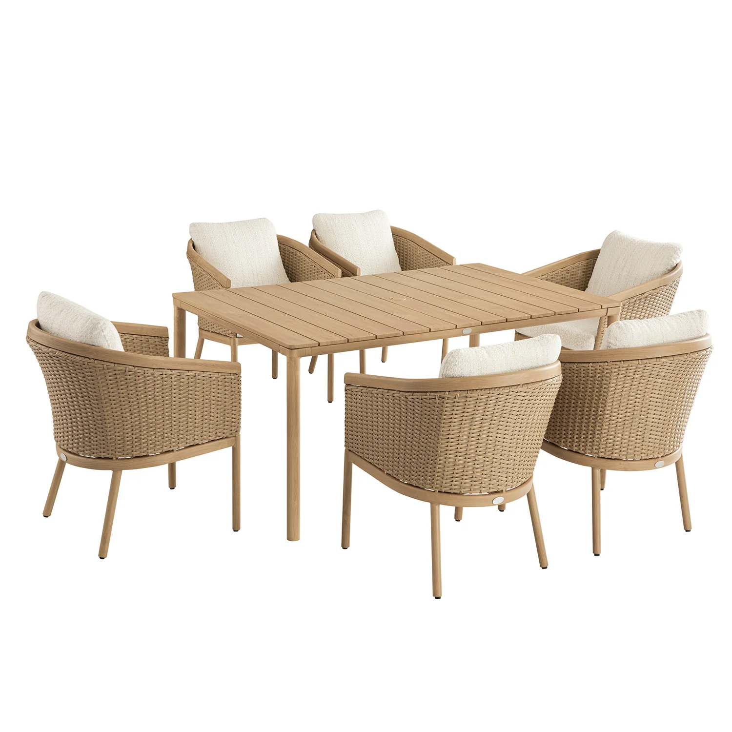 Panarea Indoor and Outdoor Wicker 6-Seater Rectangular Dining Set - Image 11