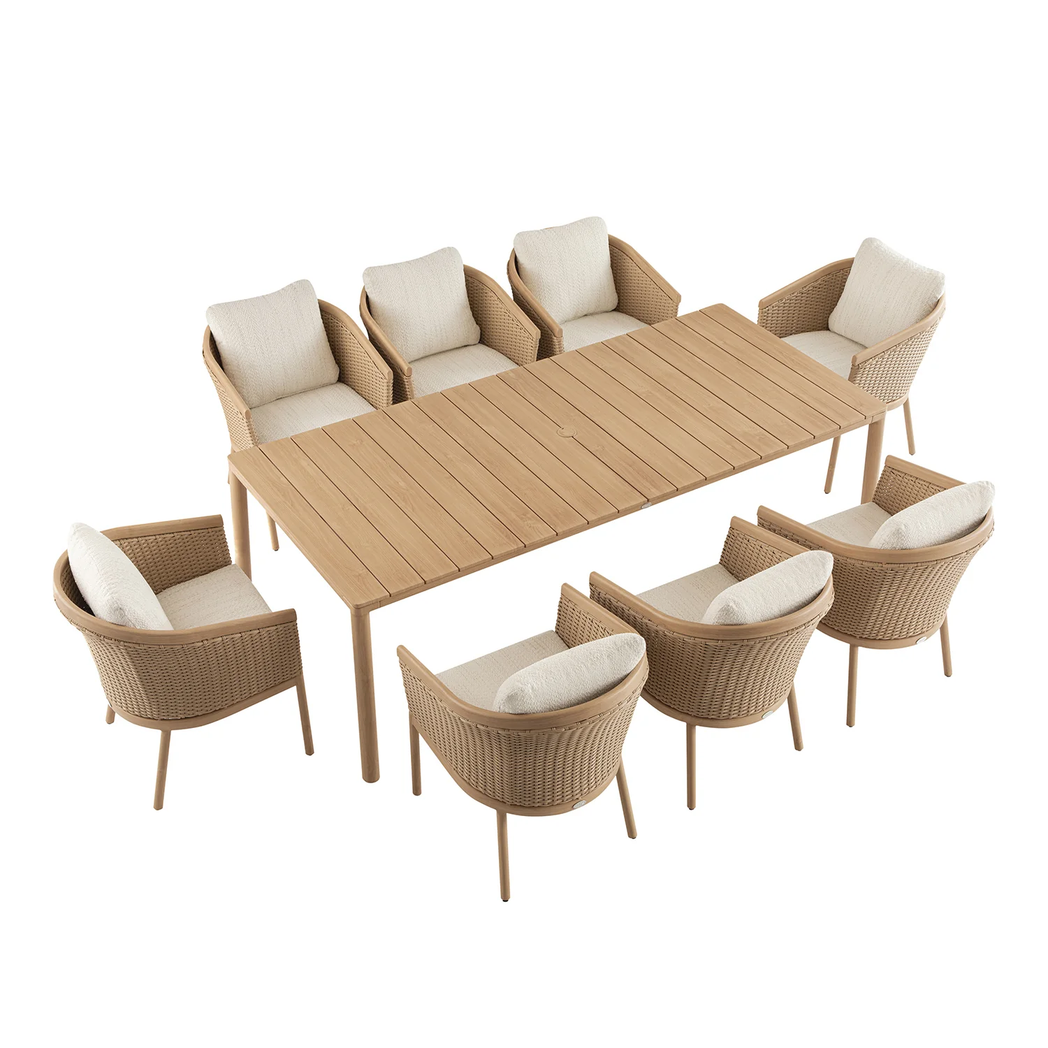 Panarea Indoor and Outdoor Wicker 8-Seater Rectangular Dining Set