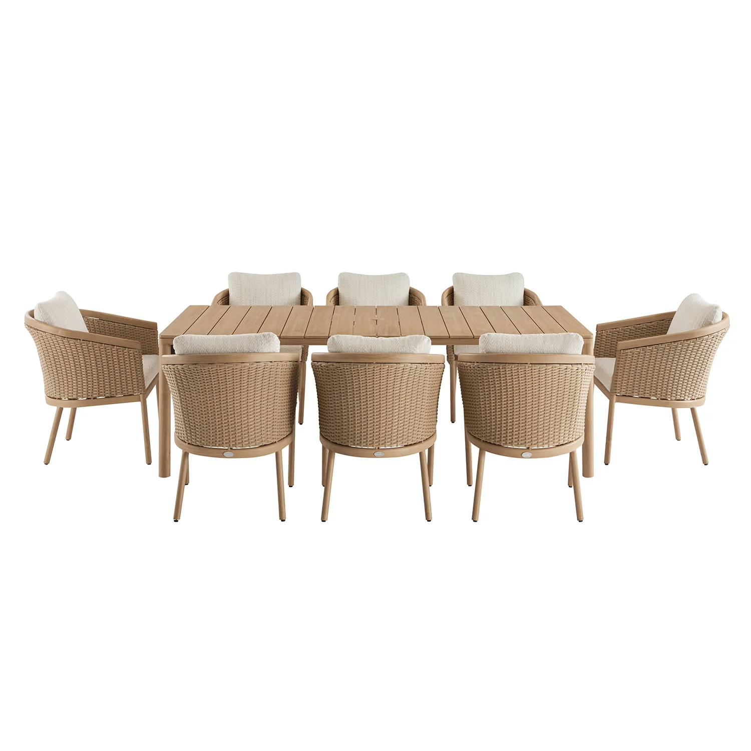 Panarea Indoor and Outdoor Wicker 8-Seater Rectangular Dining Set - Image 2