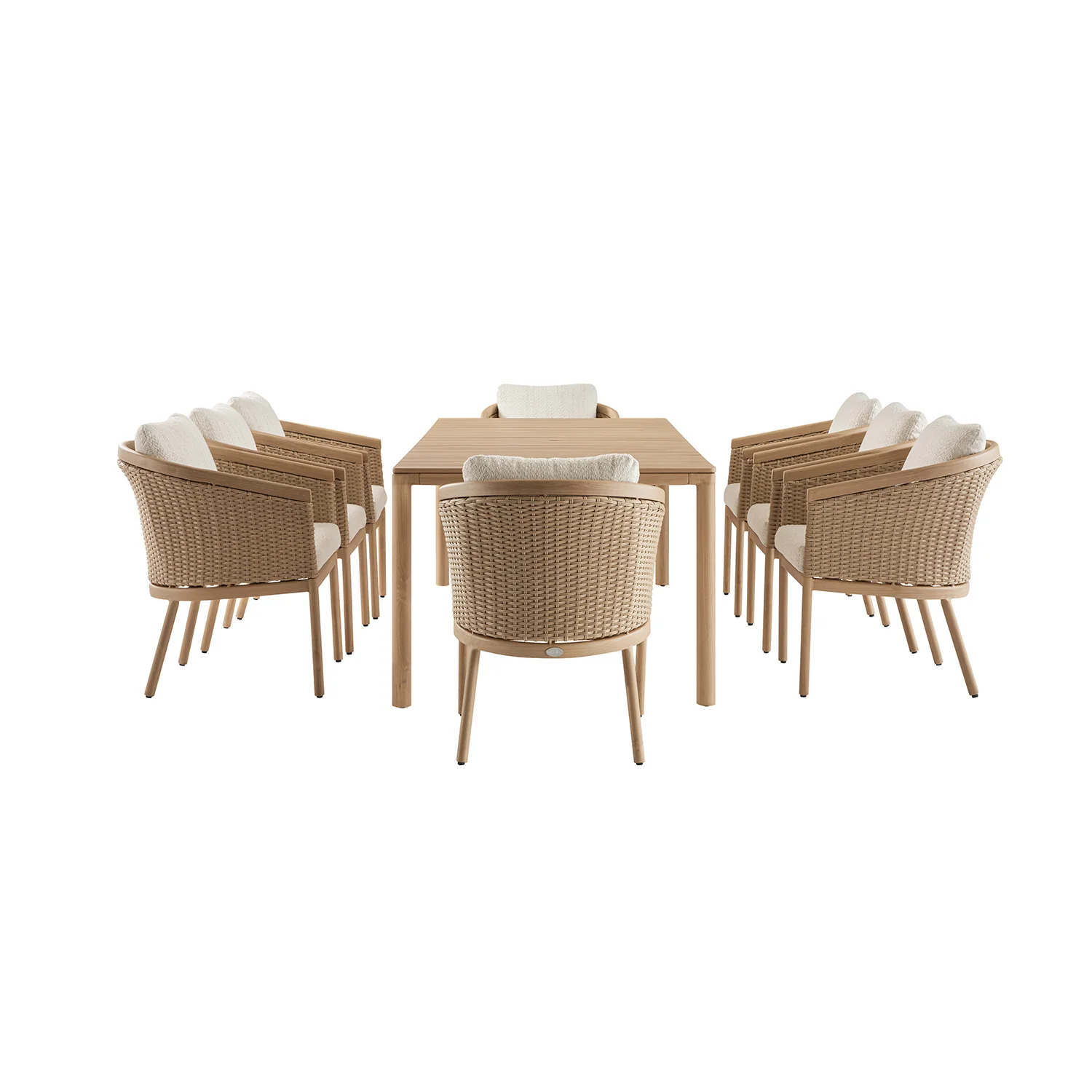 Panarea Indoor and Outdoor Wicker 8-Seater Rectangular Dining Set - Image 4