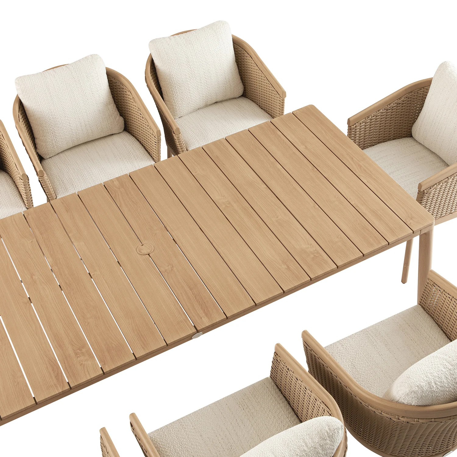 Panarea Indoor and Outdoor Wicker 8-Seater Rectangular Dining Set - Image 5