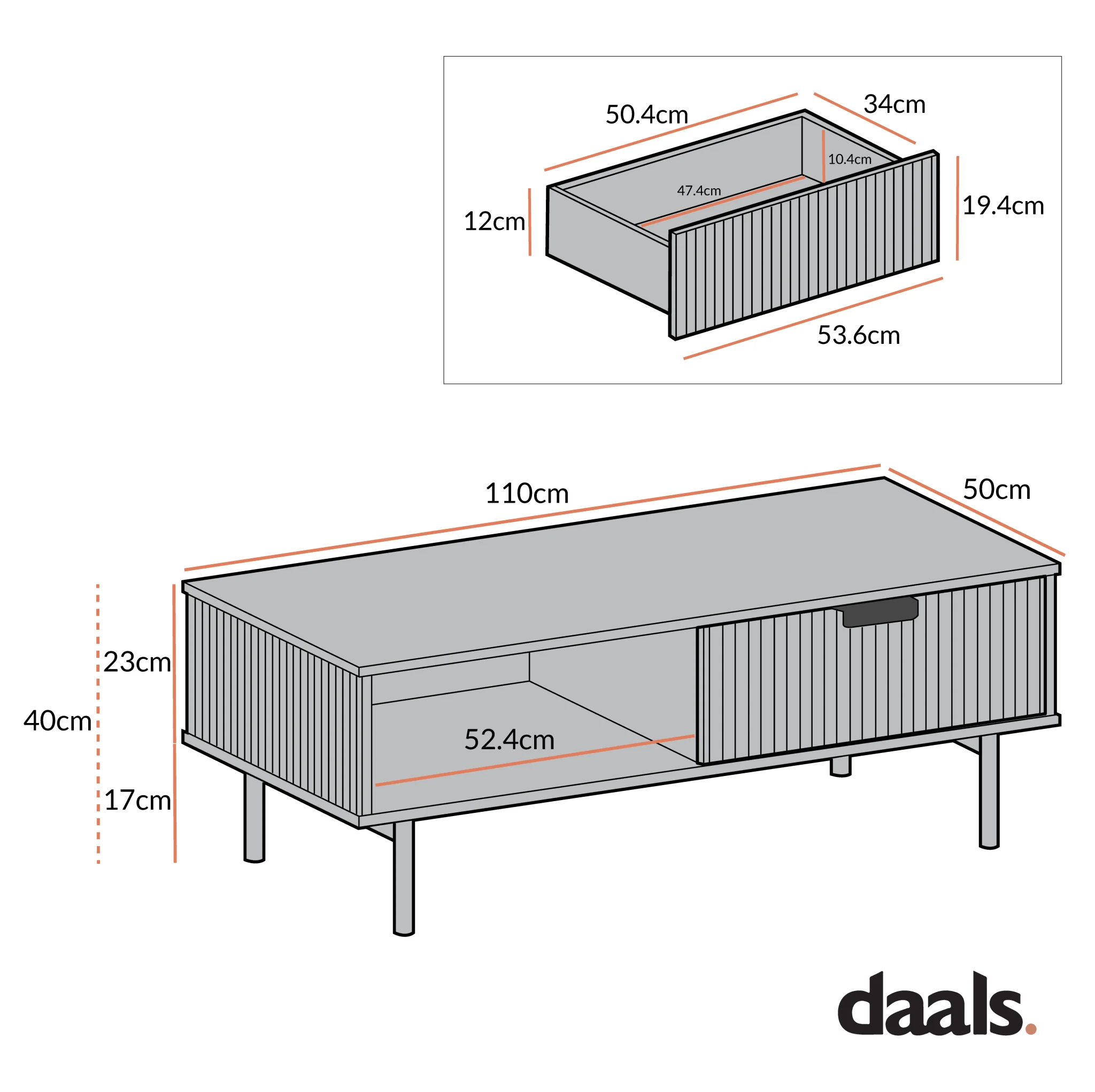 Richmond Ridged Coffee Table with Drawer, Matte White - Image 6