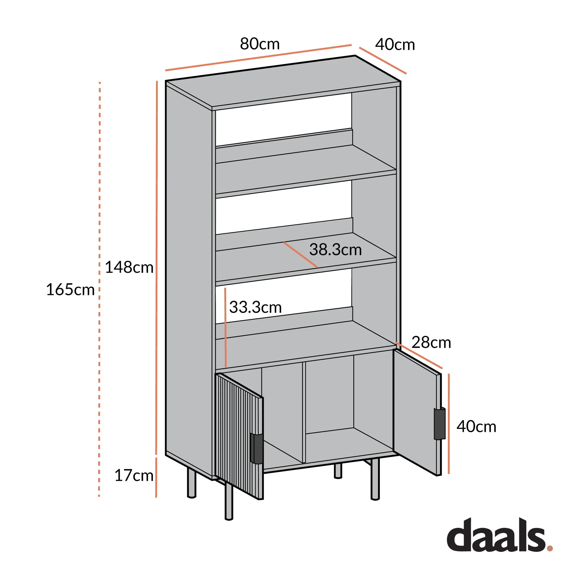 Richmond Ridged Tall Bookcase with Doors, Matte White - Image 6