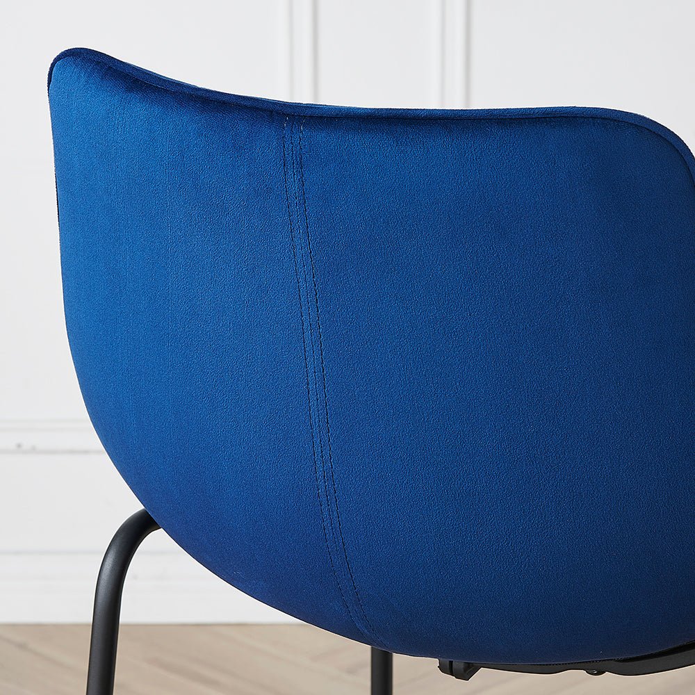 Sutton Set of 2 Bar Stools with Fluted Back (Blue Velvet) - Image 3