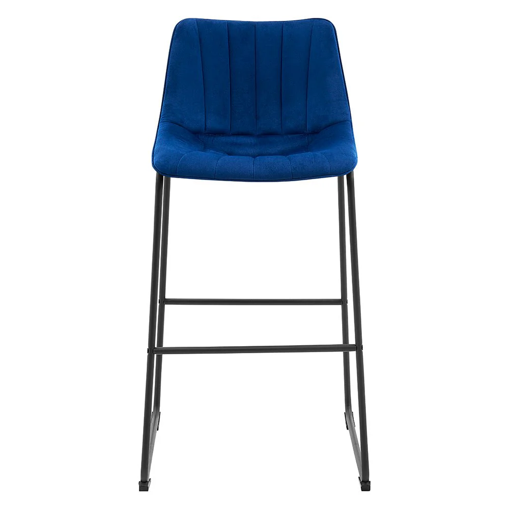 Sutton Set of 2 Bar Stools with Fluted Back (Blue Velvet) - Image 5